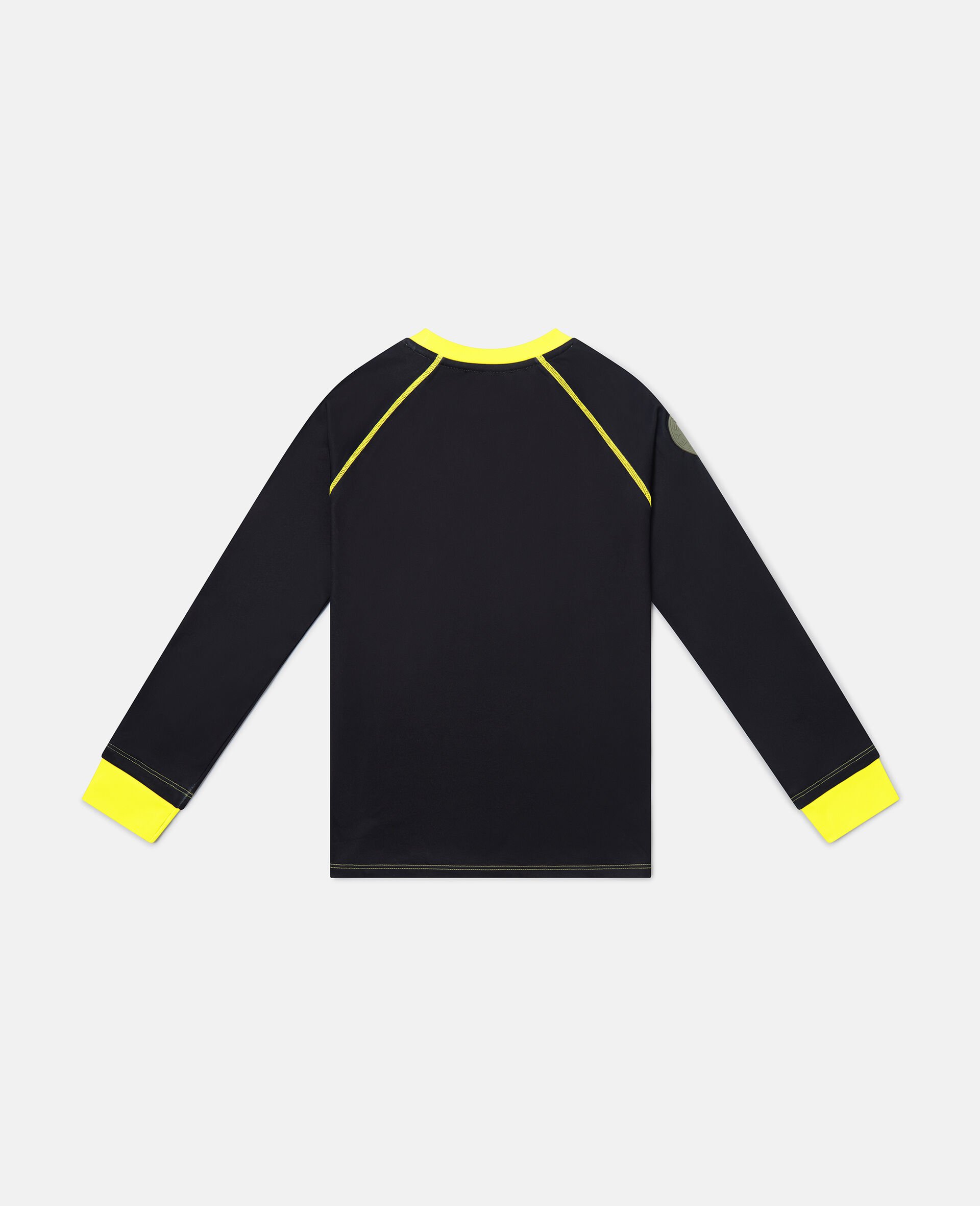 Pyjama-Oberteil mit Kontrastbesatz-Schwarz-large image number 2