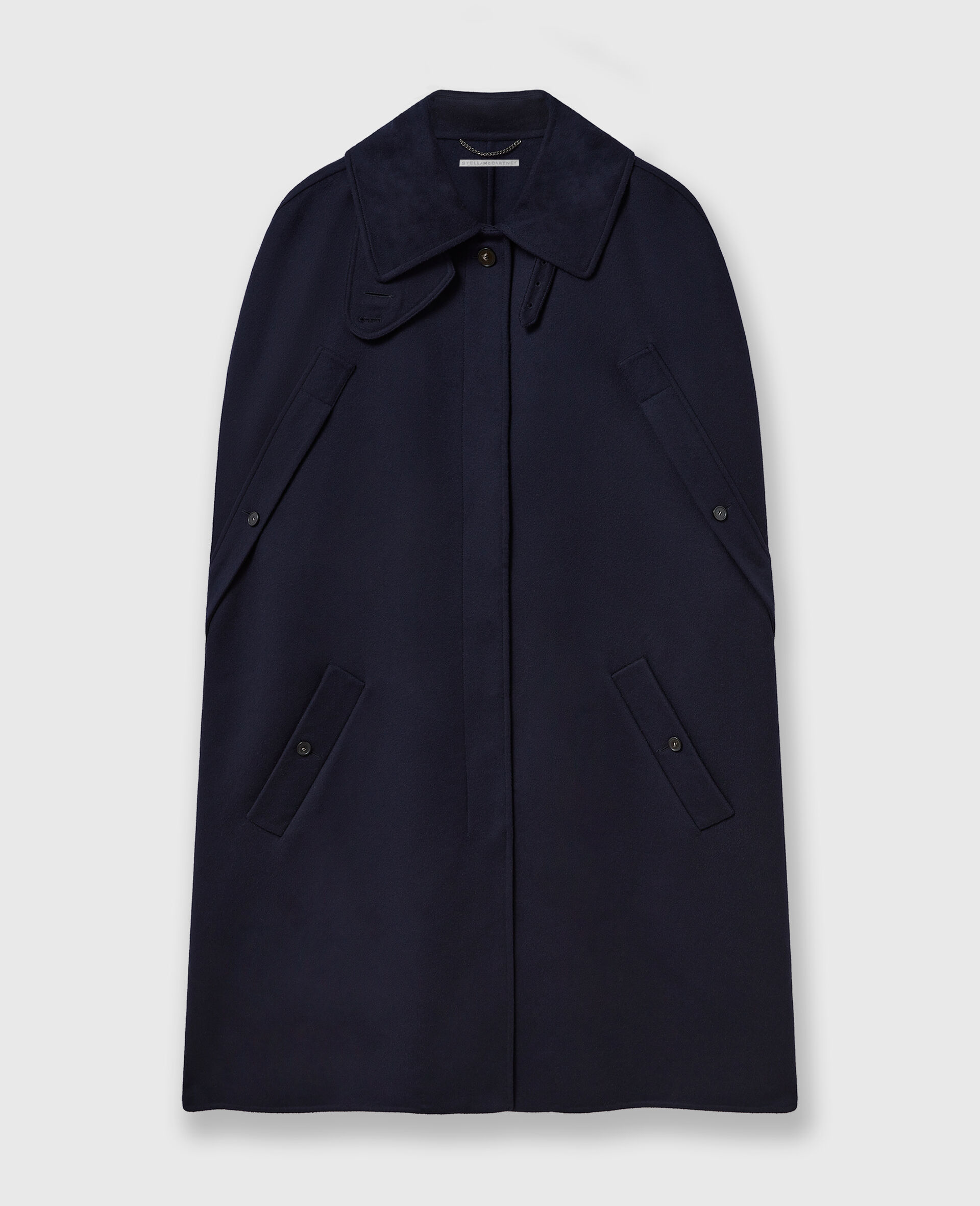 High-Neck Button-Up Cape-Blue-large image number 0