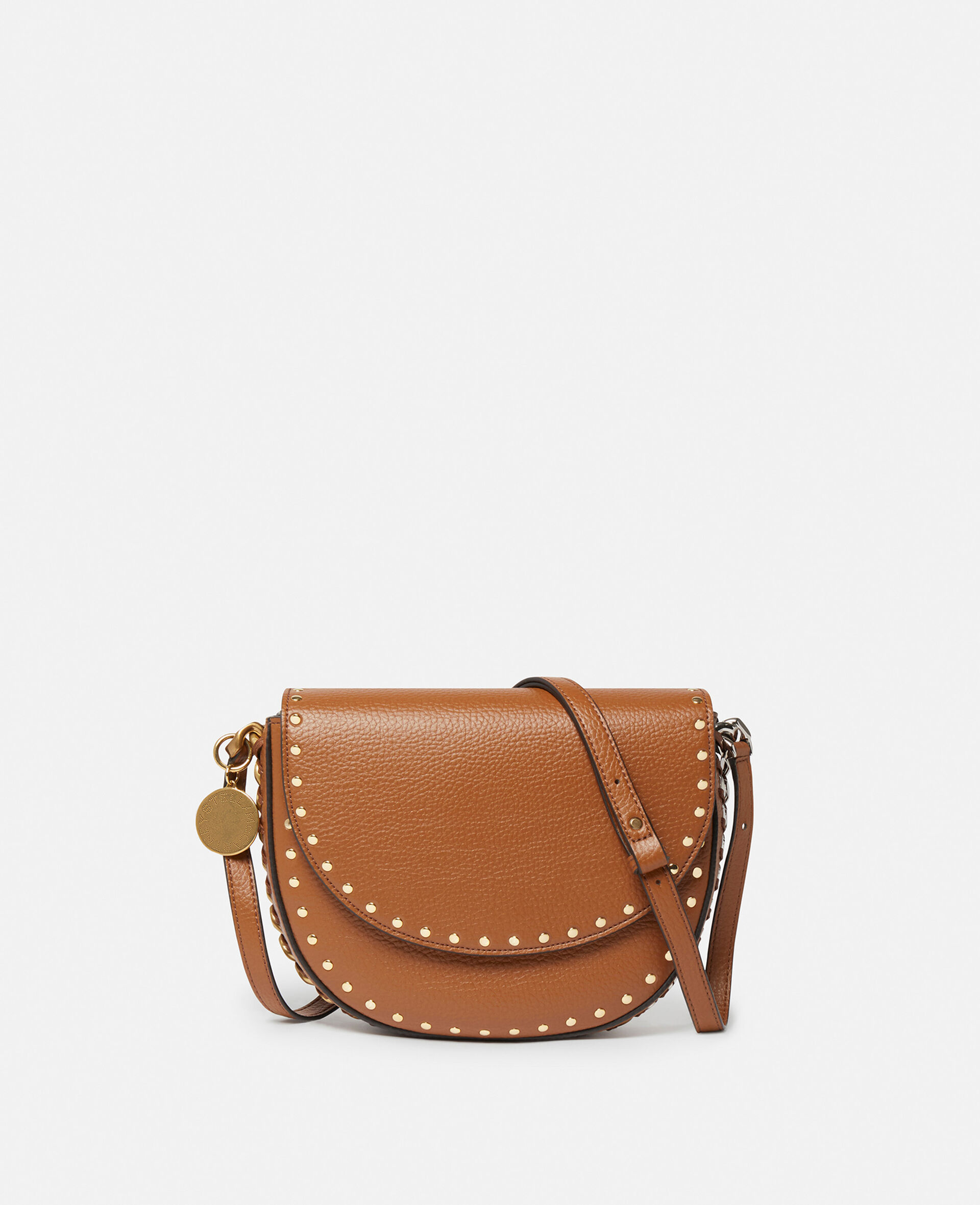 Frayme Studded Grainy Alter Mat Medium Flap Shoulder Bag-Brown-large image number 0