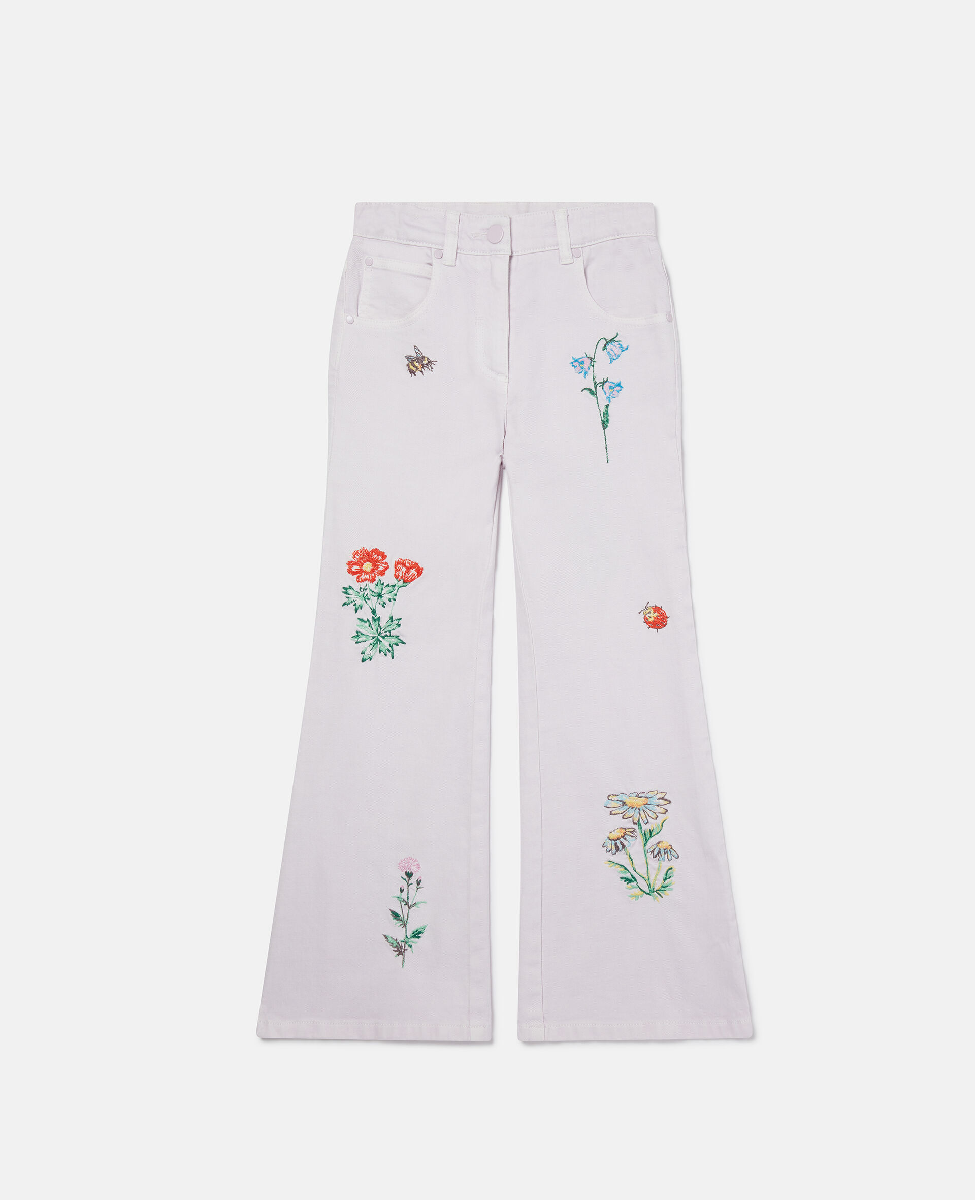 Flower Embroidered Jeans-Purple-large image number 0