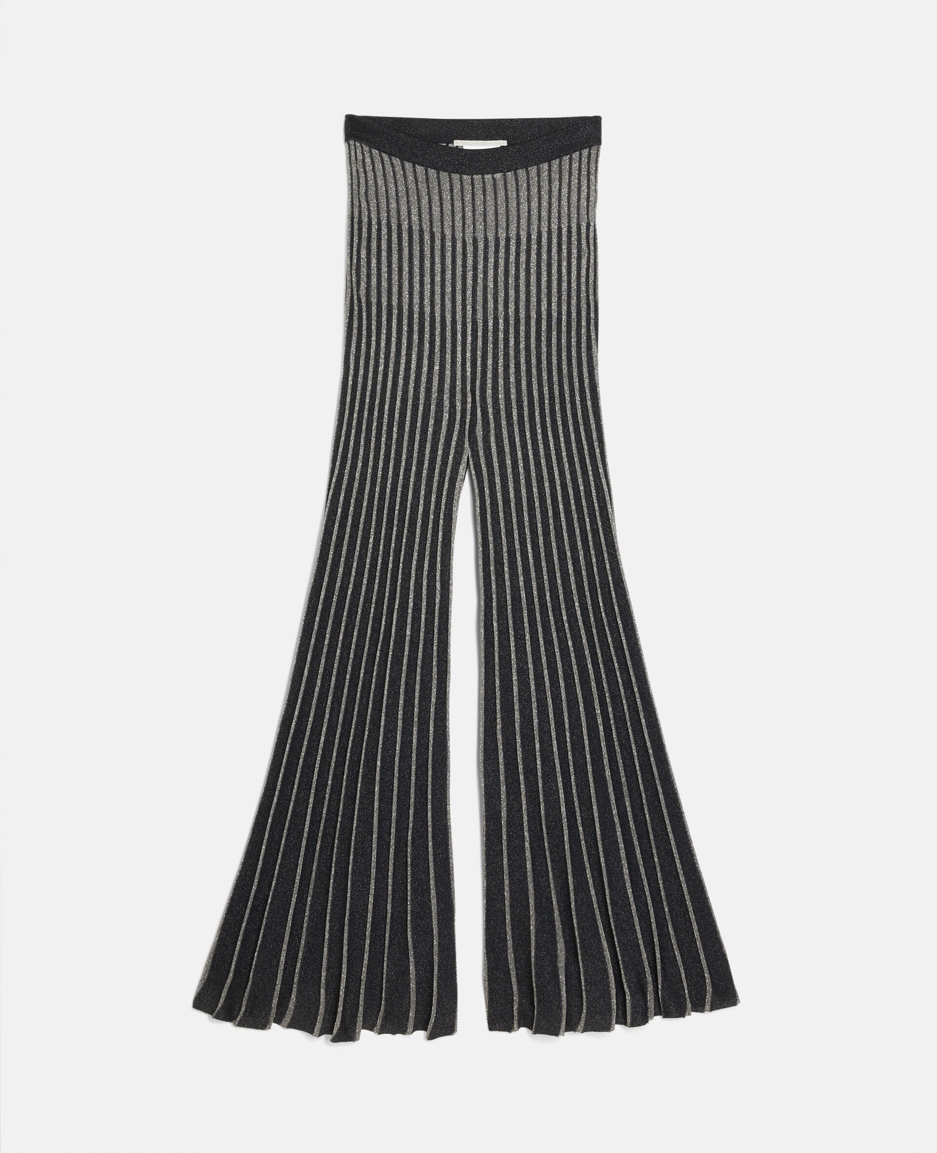 Pantalon en maille plissee a rayures-Noir-large
