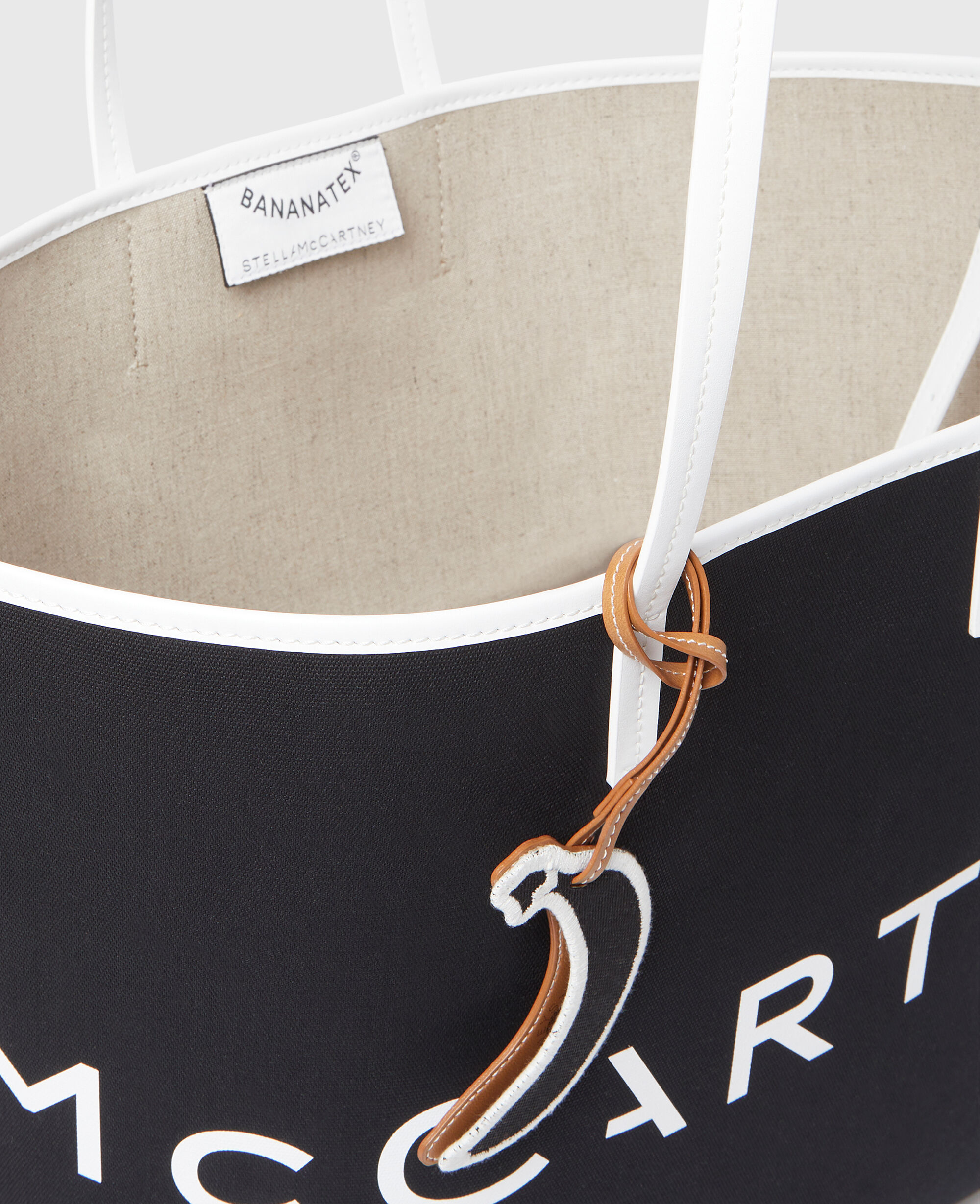Women Black and white SMC Bananatex Large Tote Bag Stella McCartney DK
