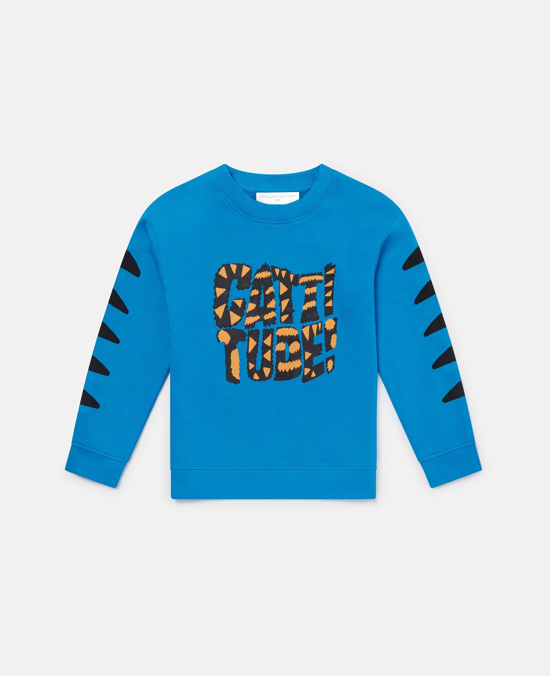 Cat Graphic Sweatshirt-Blue-medium