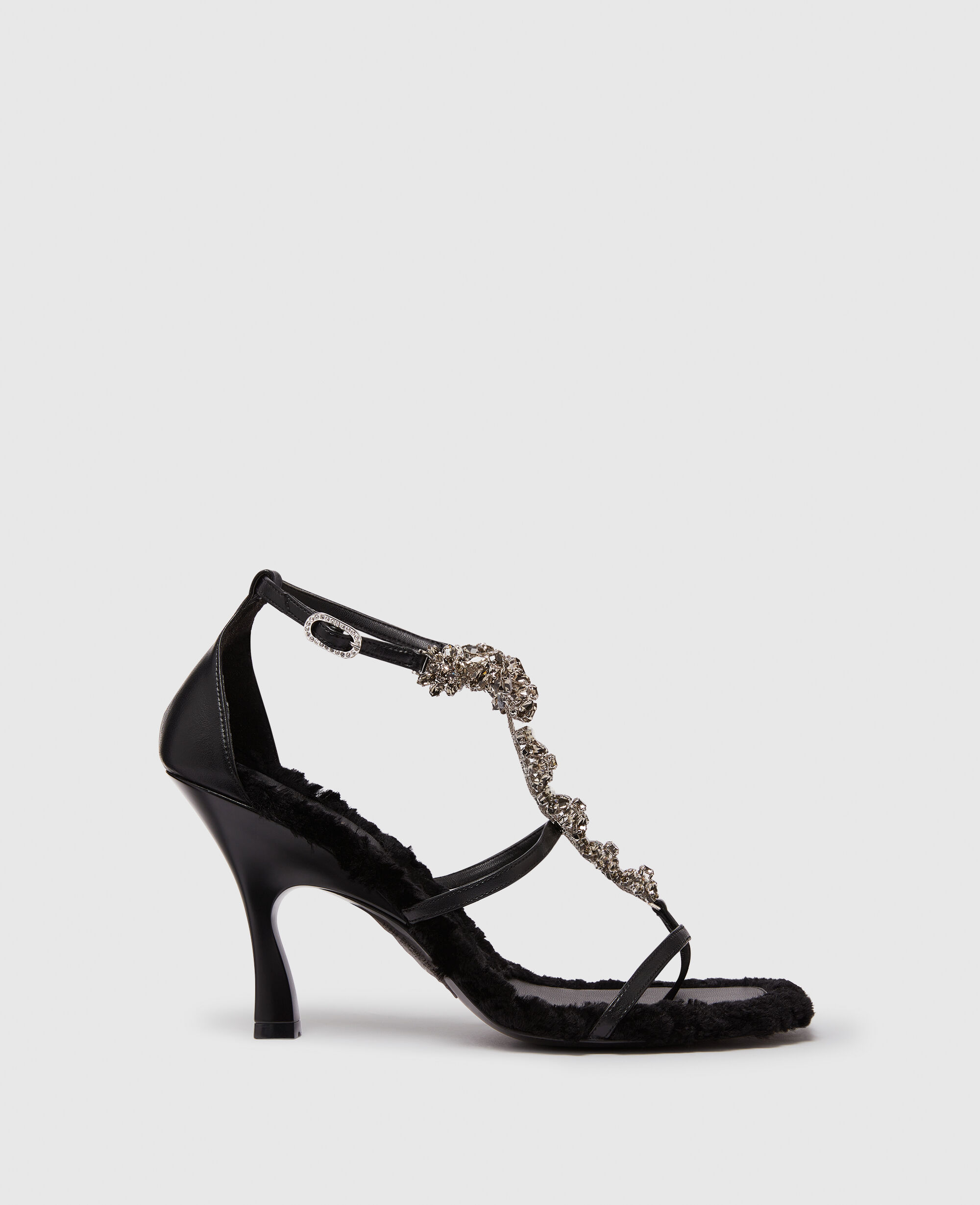 Women ブラック エルザ クリスタル フラワー ヒールサンダル | Stella McCartney JP