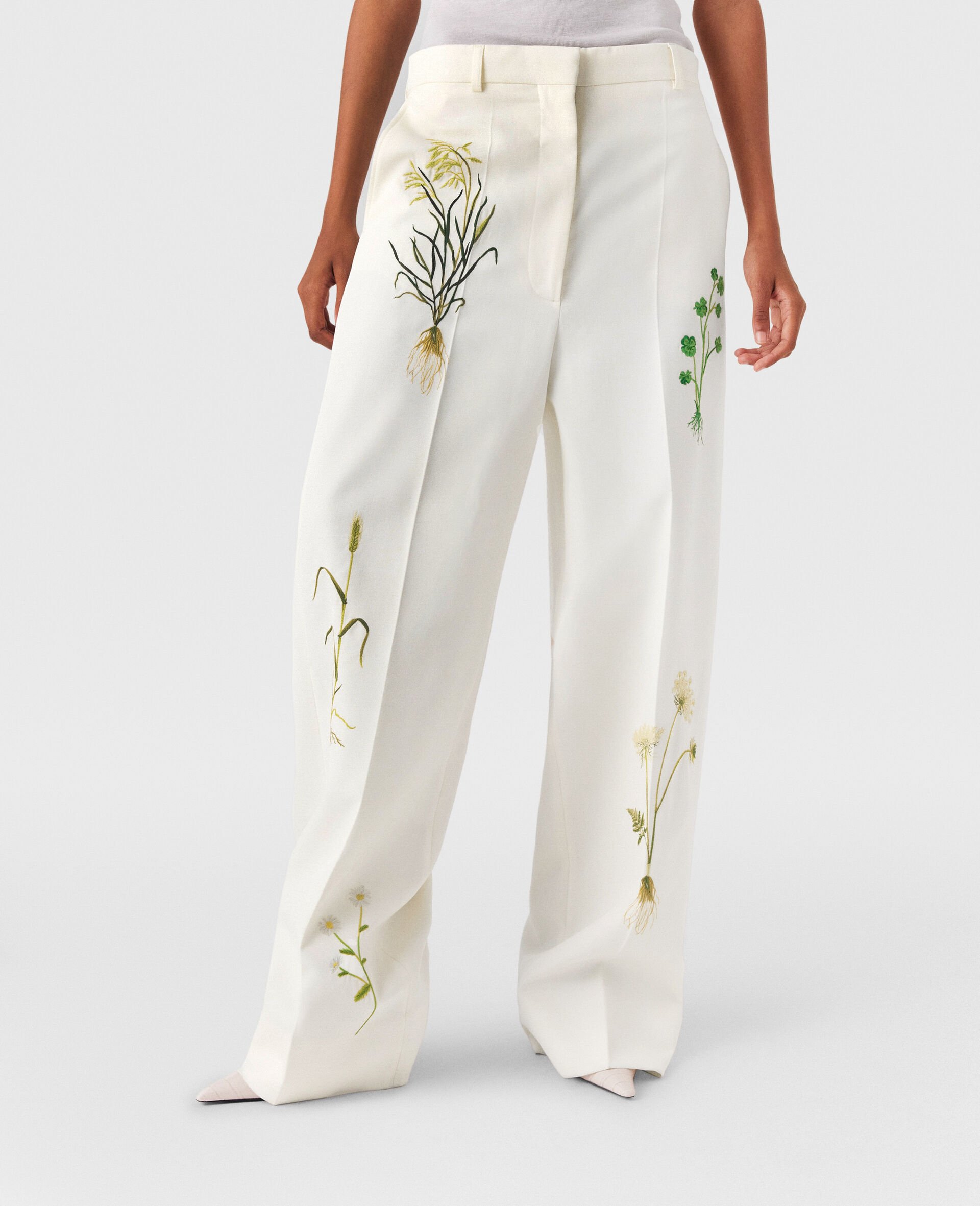 Low-Rise Floral Straight-Leg Pants-Cream-large image number 5