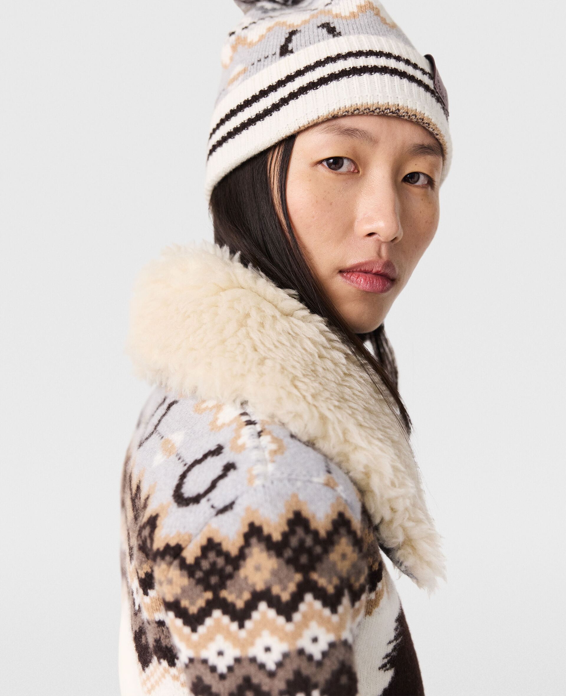 费尔岛泰迪绒开衫-棕色-large image number 2