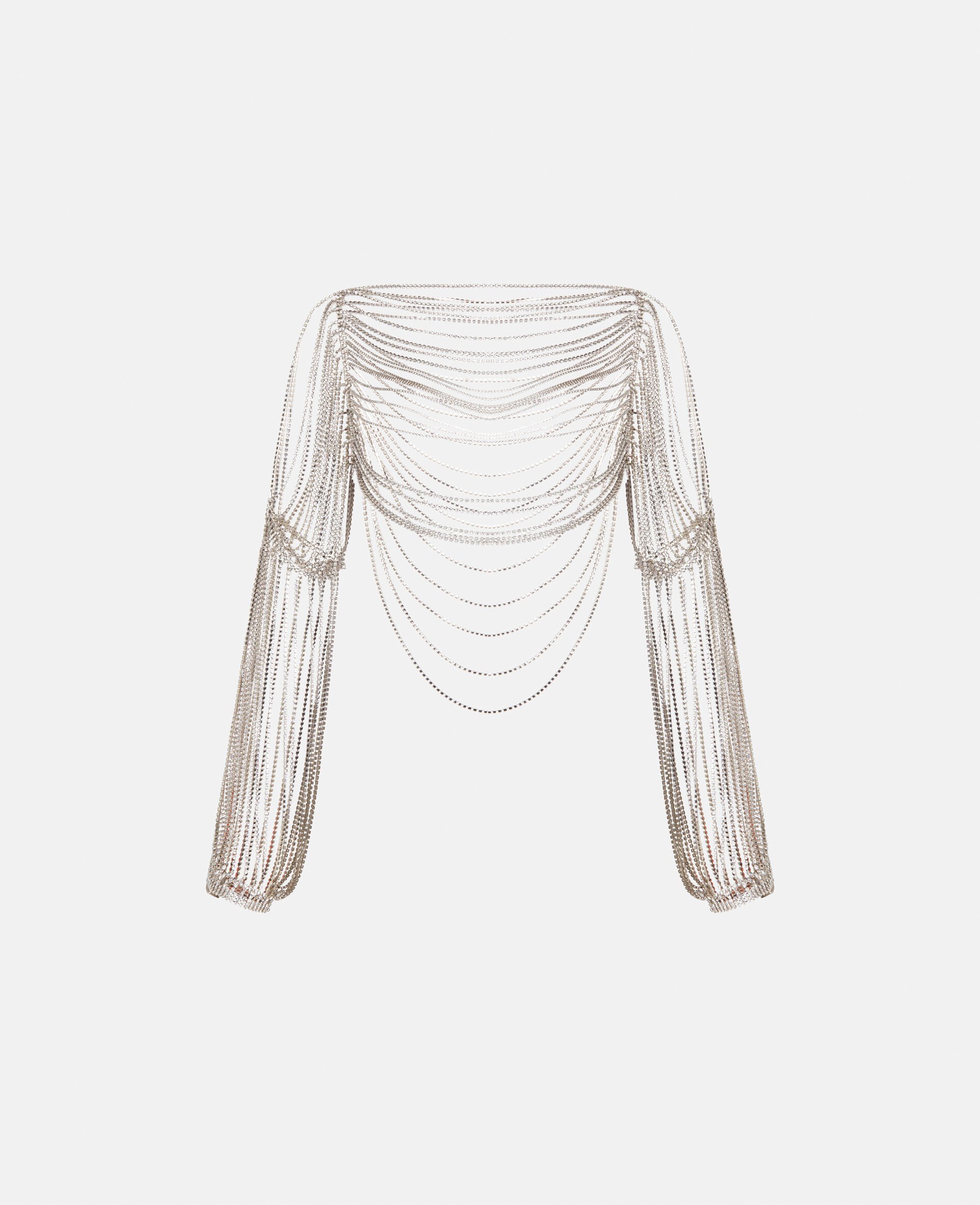 Crystal Chain Sleeve Top-White-large Crystal Chain Sleeve Top-White-large image number 1