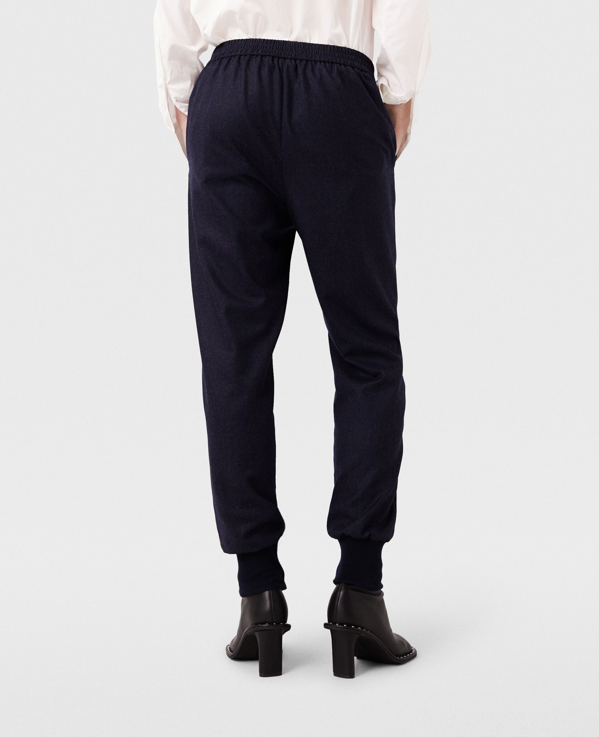 Elasticated Wool Joggers-Blue-large image number 4