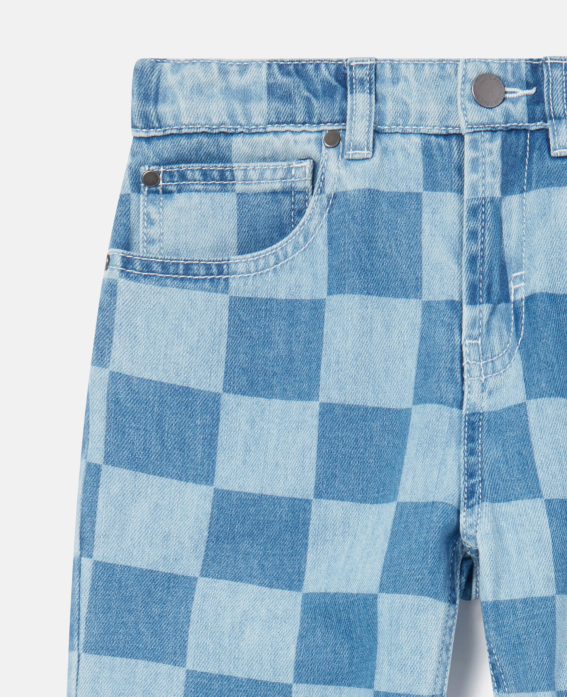Checkerboard Print Jeans-Blue-large Checkerboard Print Jeans-Blue-large image number 1
