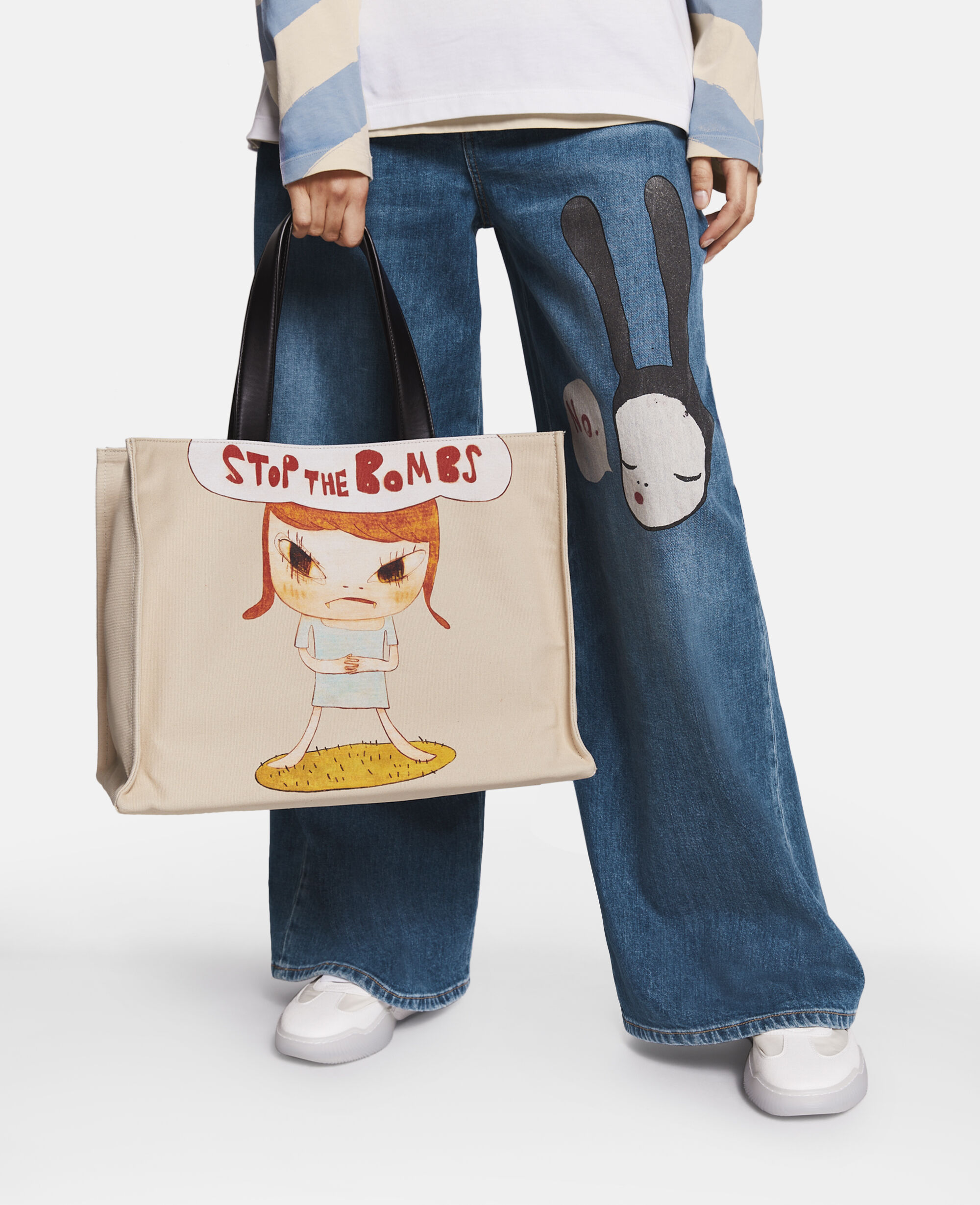 Yoshitomo Nara x Stella McCartney トートバッグ Women Oat Twins I Print Cotton Canvas Tote Bag | Stella