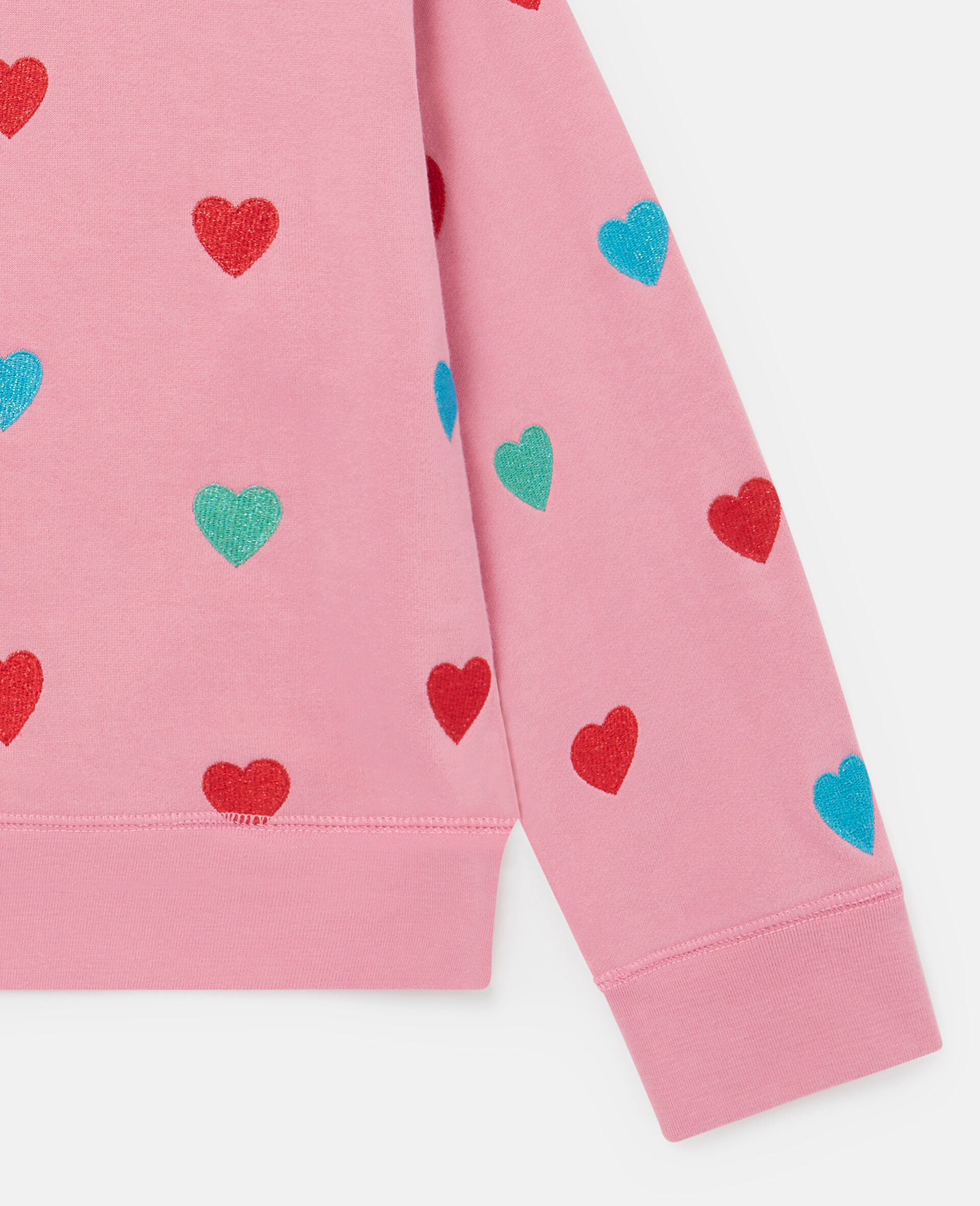 Heart Print Sweatshirt-Pink-large image number 3
