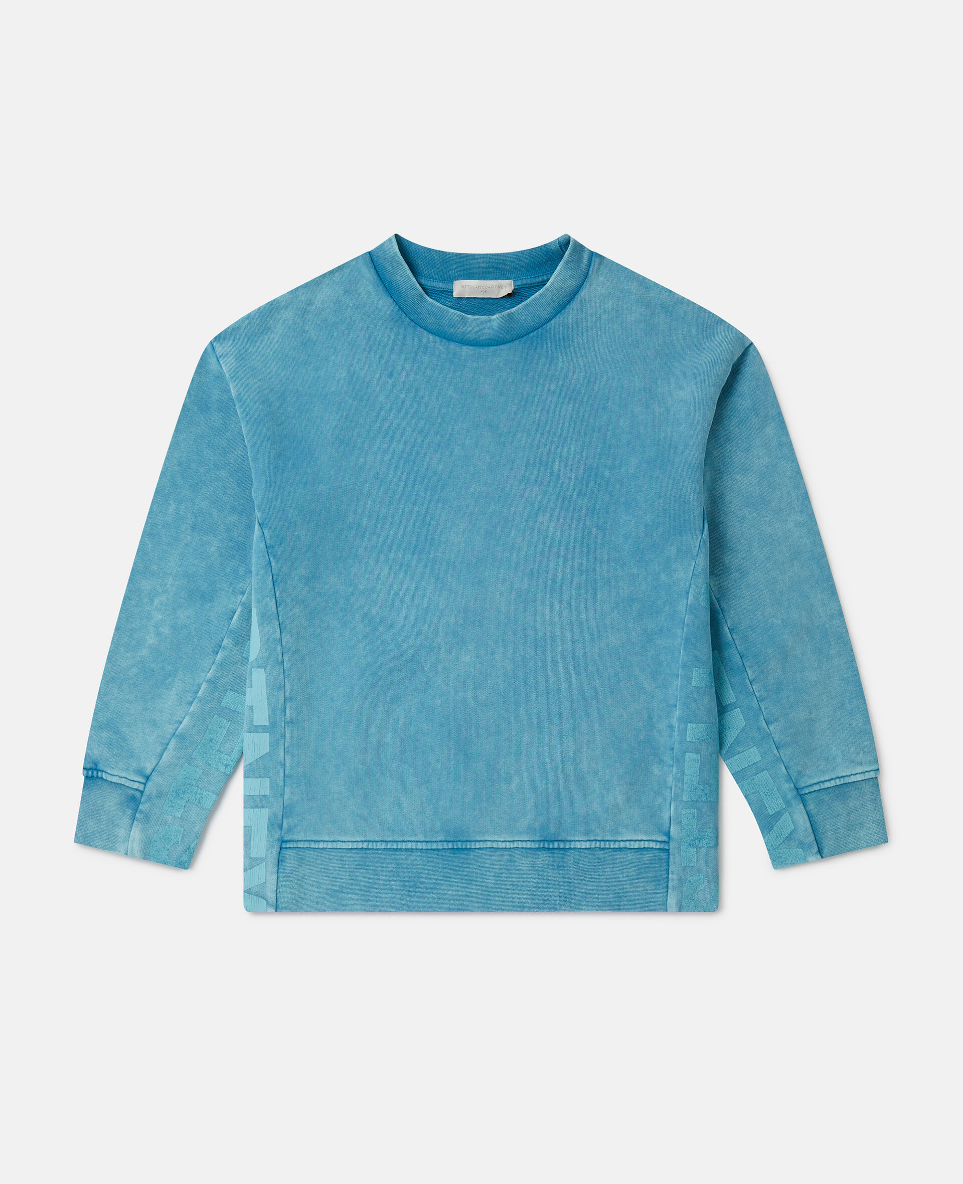 Logo Tape Acid Wash Sweatshirt-Bleu-medium