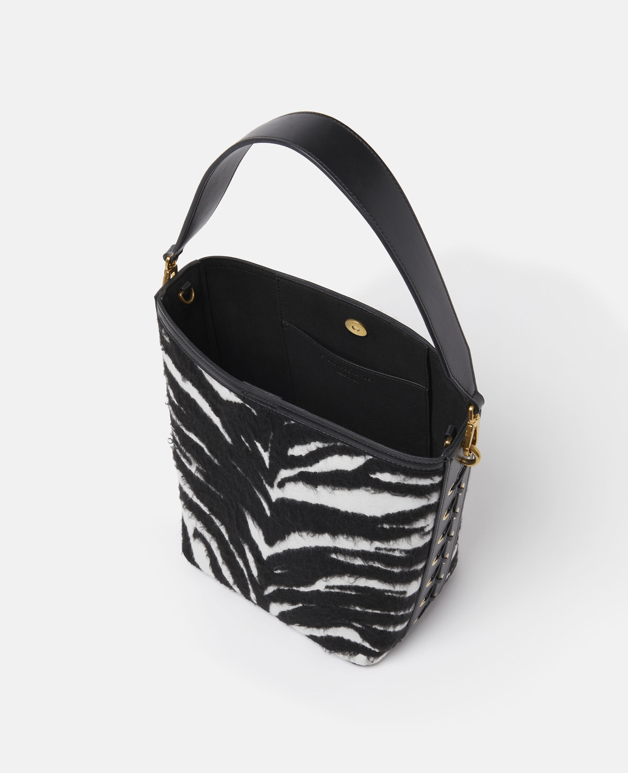 Women Black and white Frayme Tiger Pattern Tote Bag | Stella