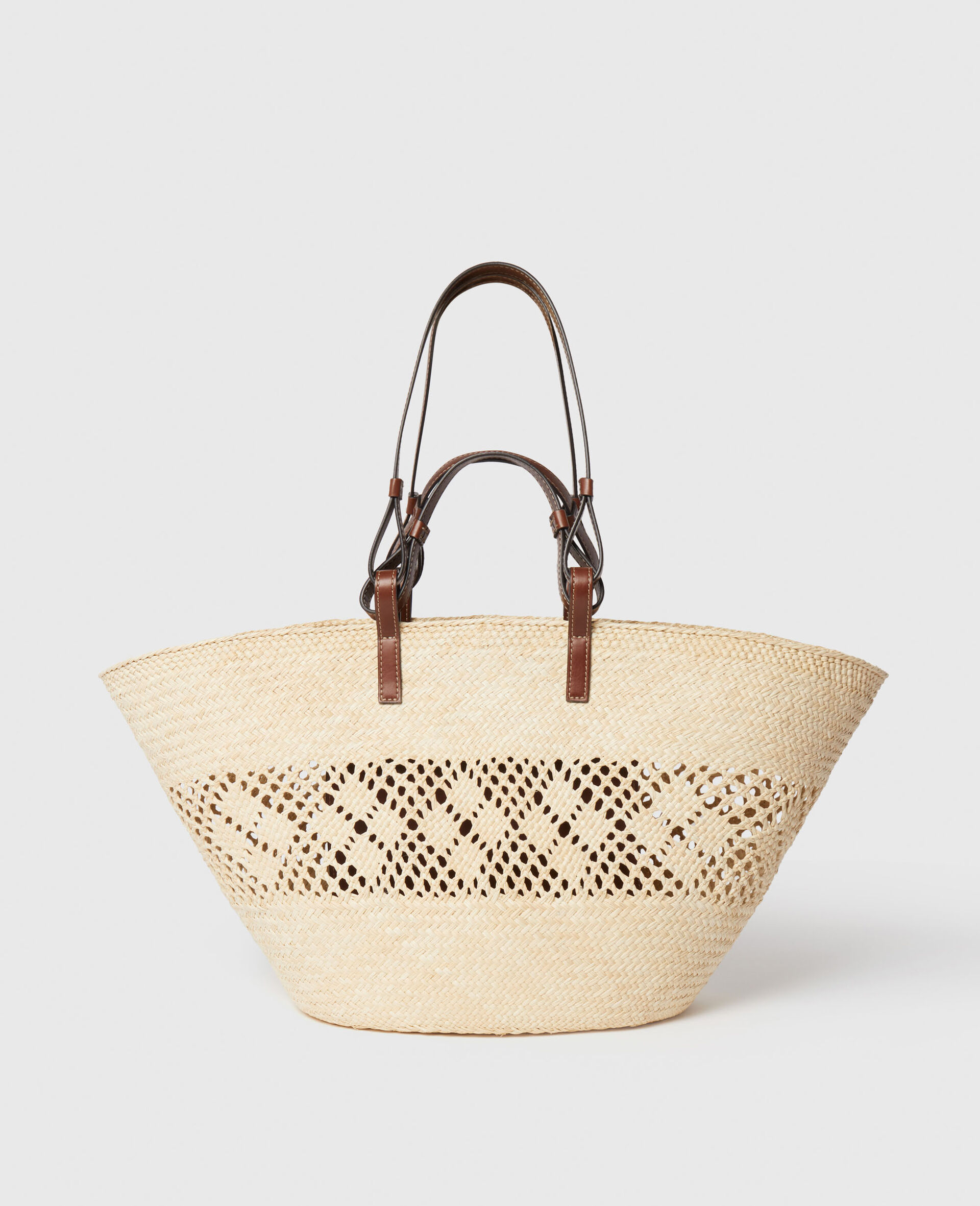 Grand cabas en raphia crochete Logo-Marron-large image number 3