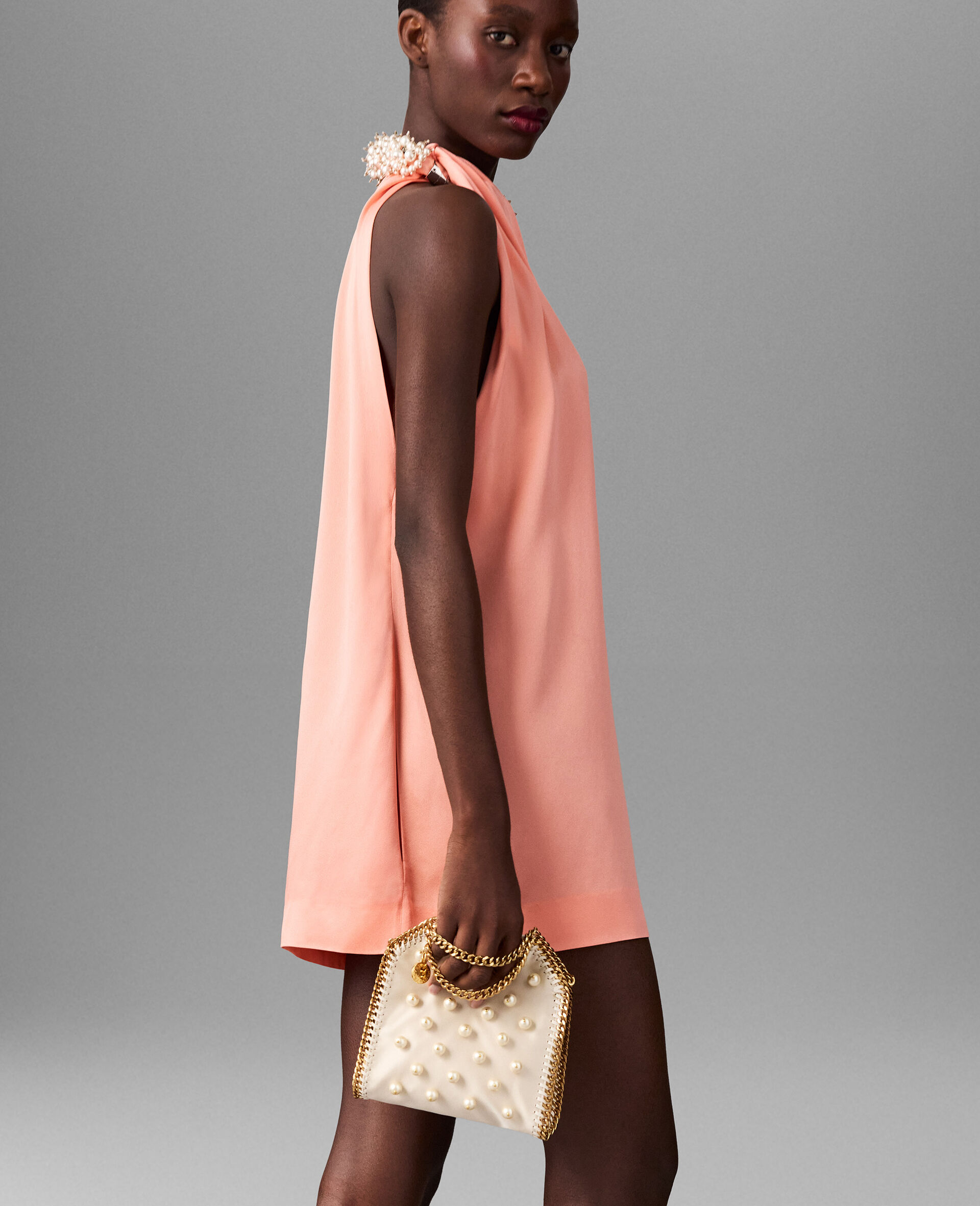 Bead-Embellished Twisted Mini Dress-Pink-large image number 2