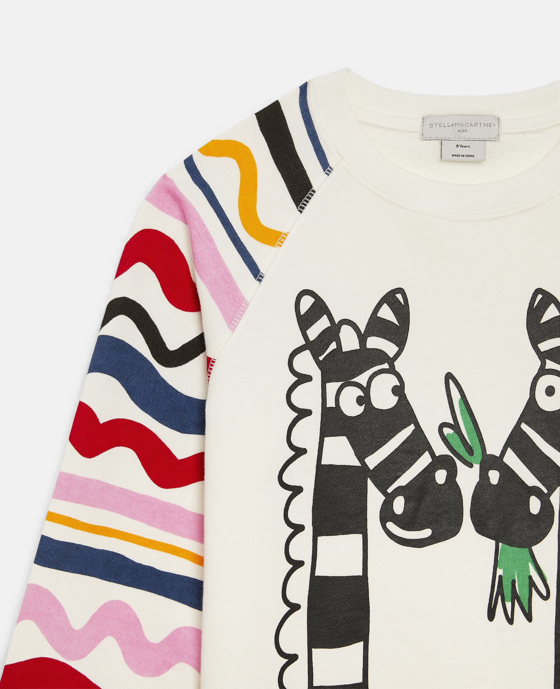 Zebra Print Fleece Sweatshirt-White-large image number 1