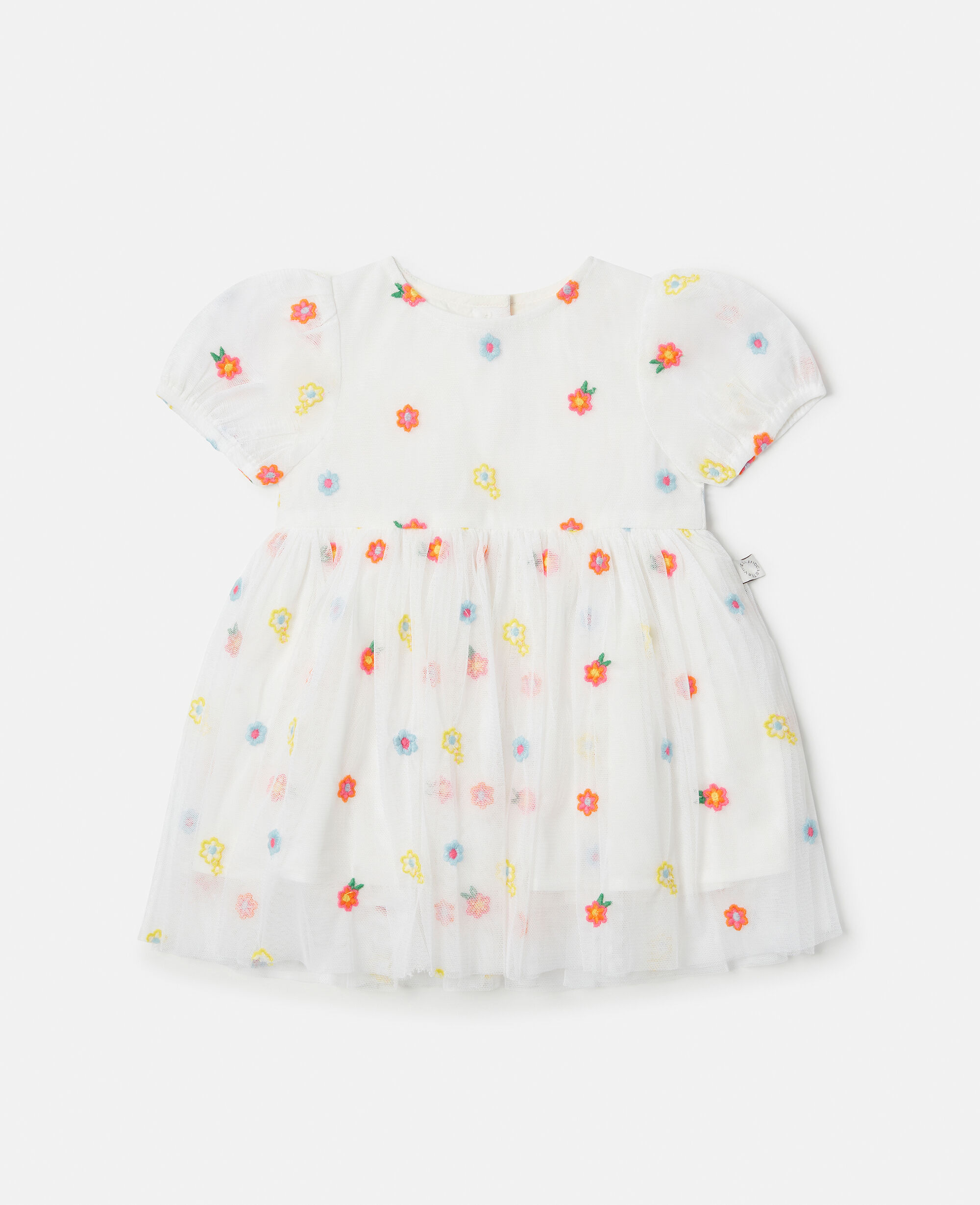 Kids ホワイトマルチカラー フラワーエンブロイダリー チュールワンピース | Stella McCartney JP