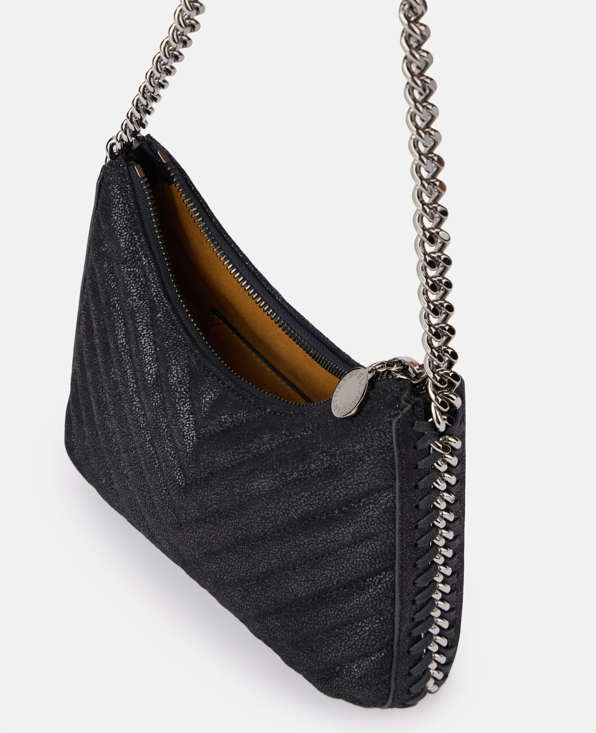 Mini sac porte epaule zippe matelasse Falabella-Noir-large image number 3