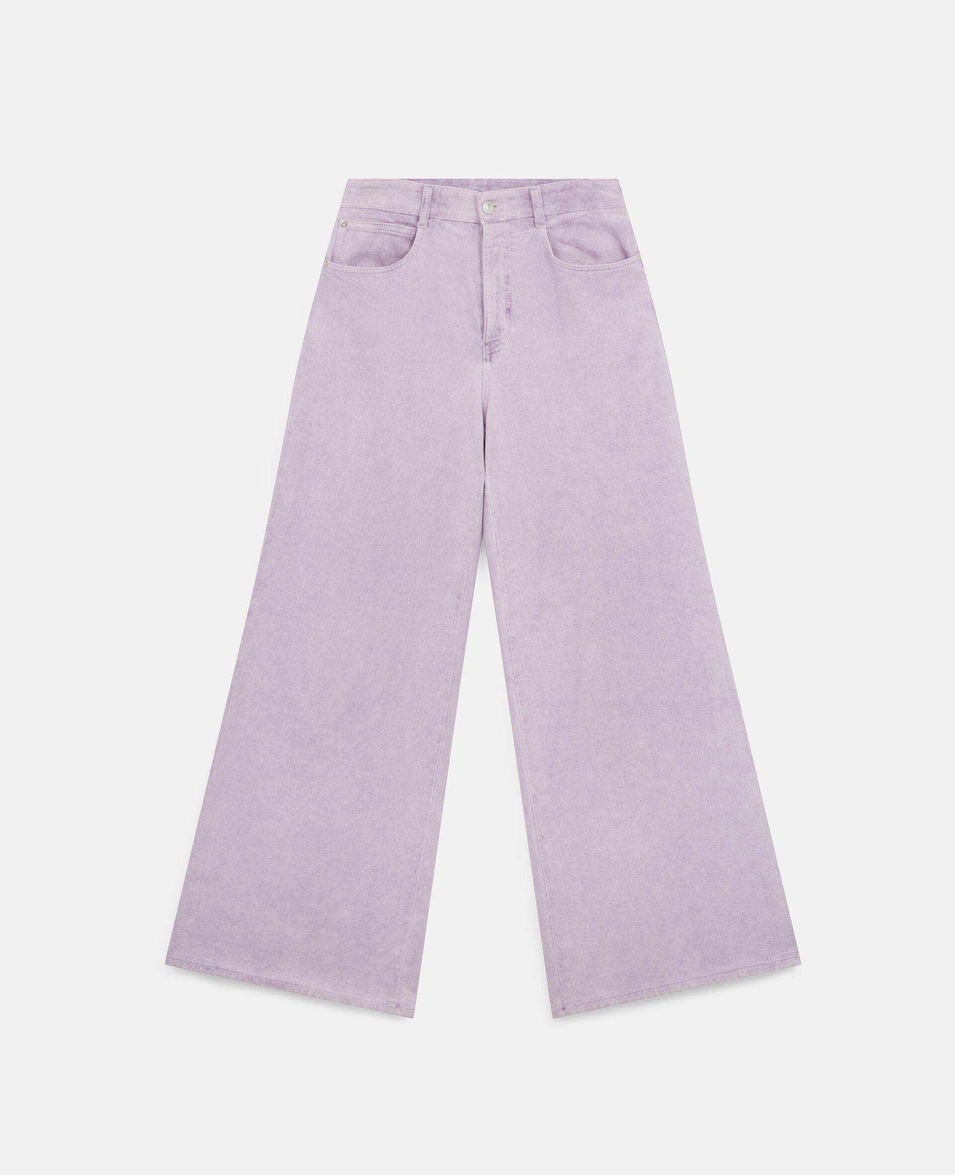 Flared Denim Pants-Purple-large image number 0