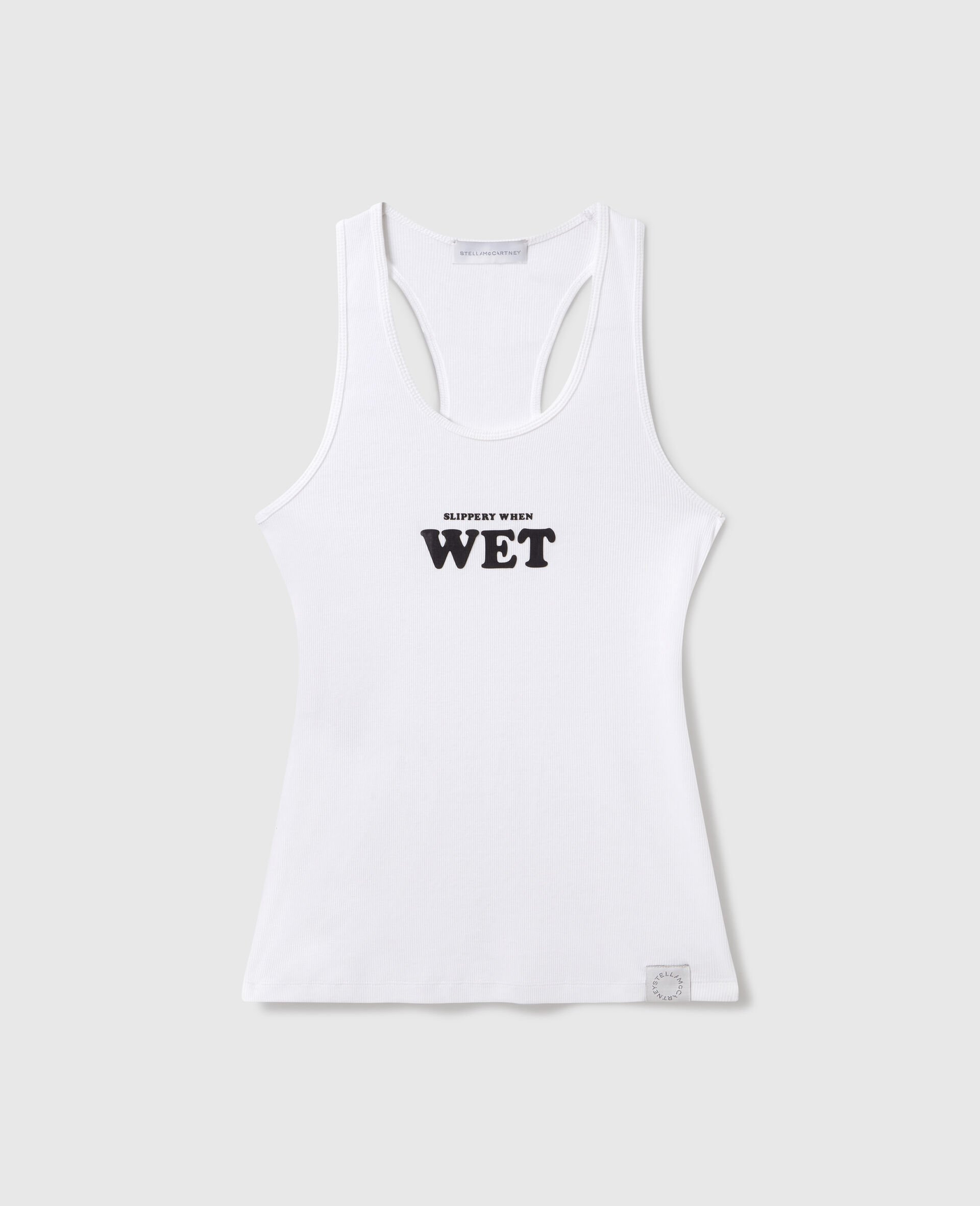 Slippery When Wet Racerback Tank Top-White-medium