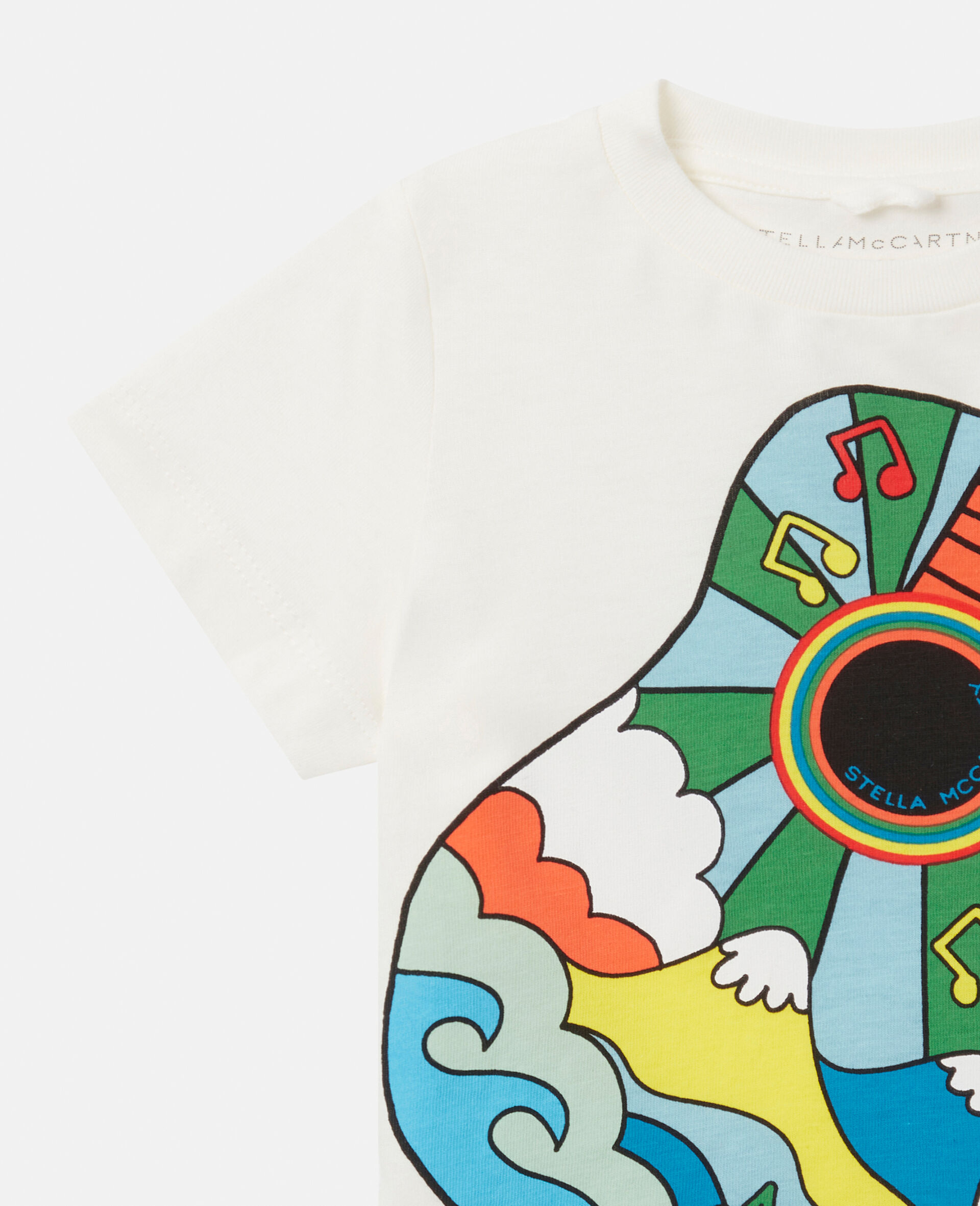 Hippie Guitar Print T-Shirt-White-large image number 1