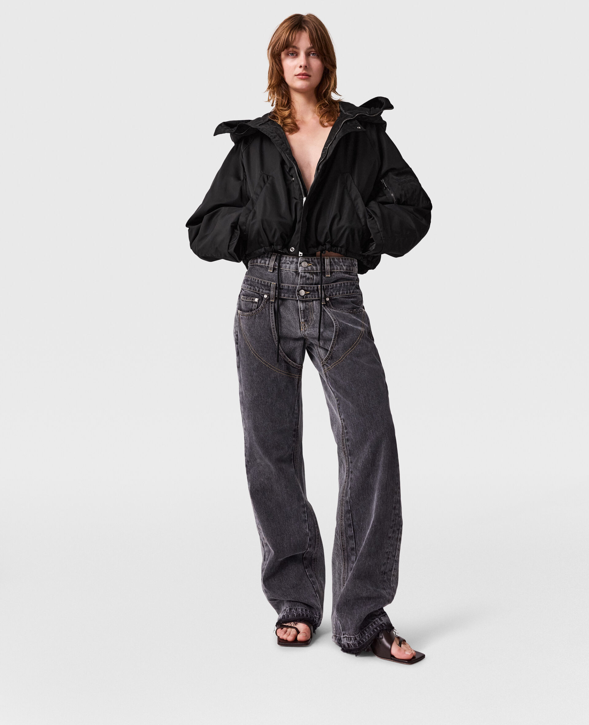 High-Neck Long-Sleeve Jacket-Black-large image number 4