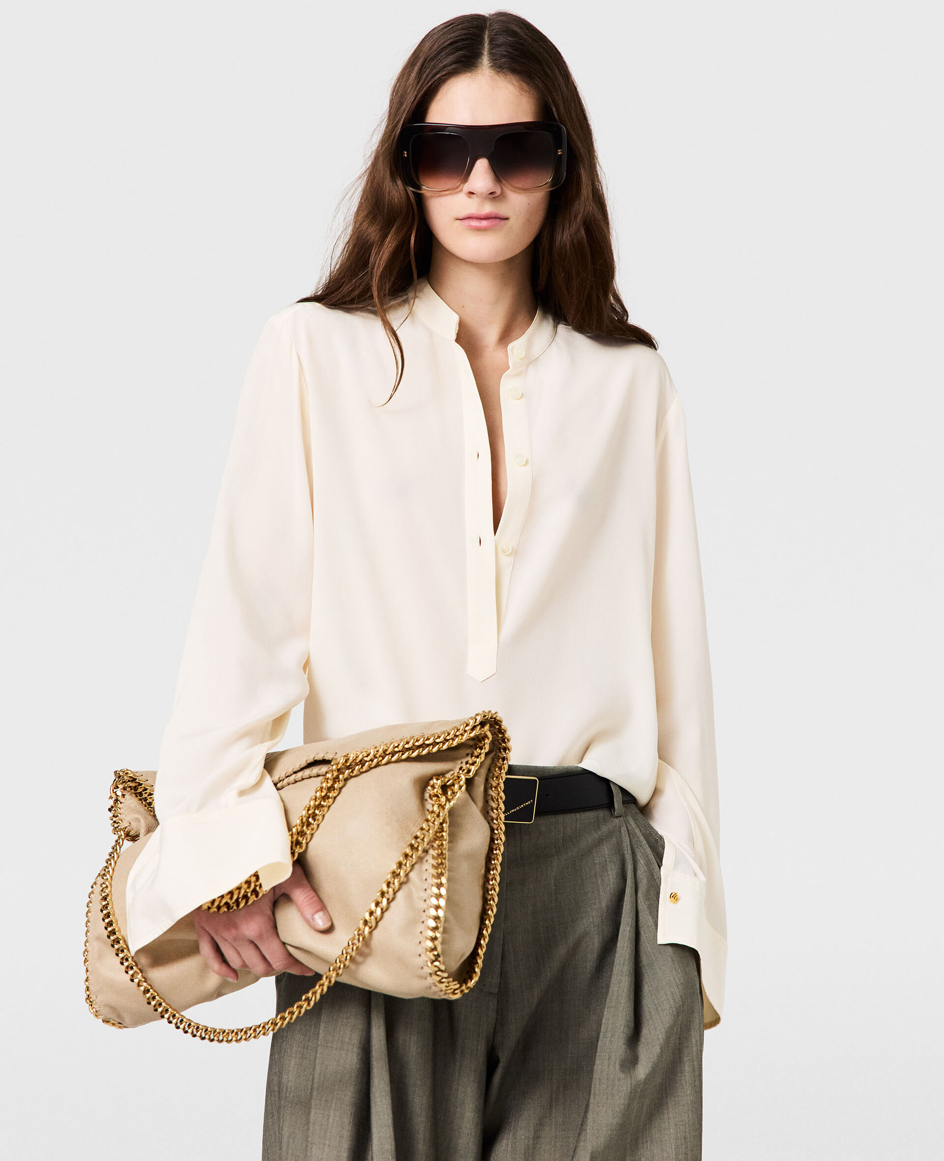 Chemise a col droit-Beige-medium