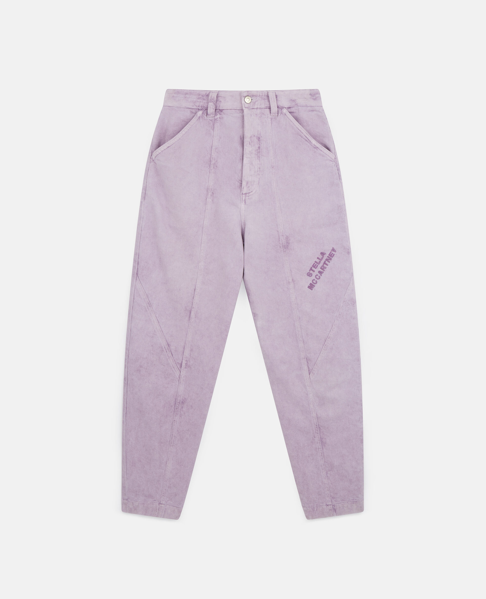Cropped Denim Trousers-Purple-large image number 0