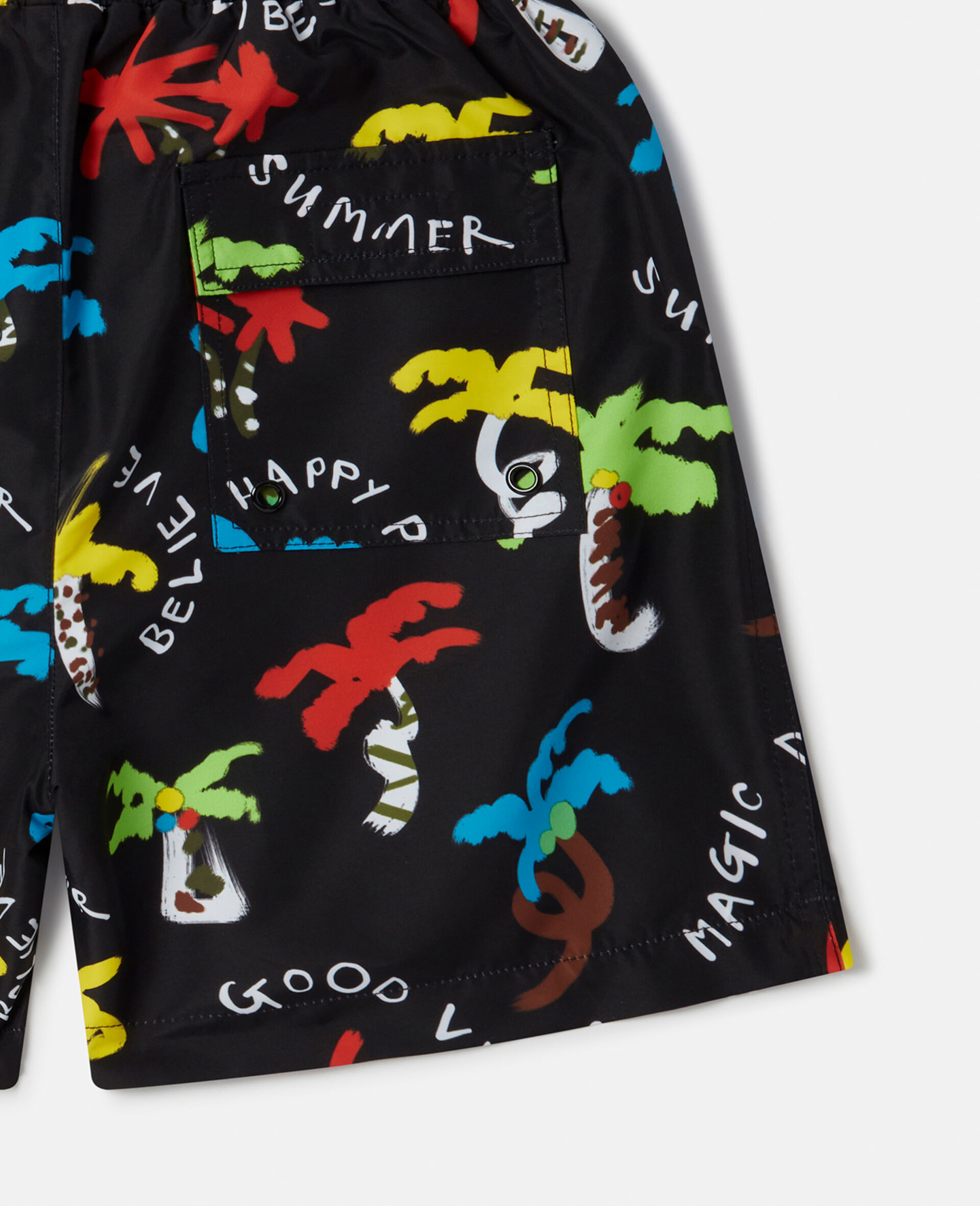 Palm Tree Print Swim Shorts-Black-large image number 3