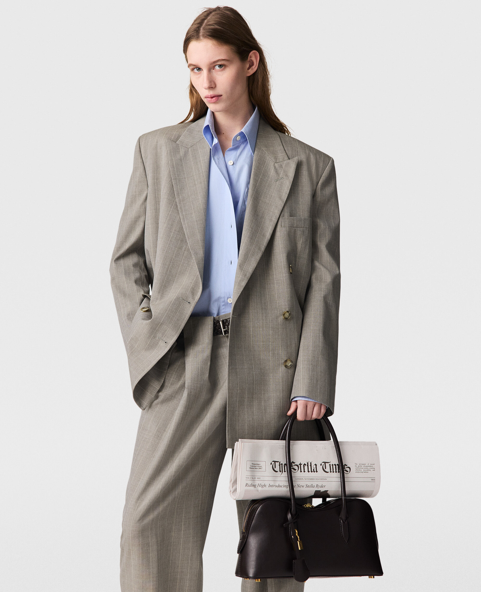 Women グレー オーバーサイズ ダブルジャケット | Stella