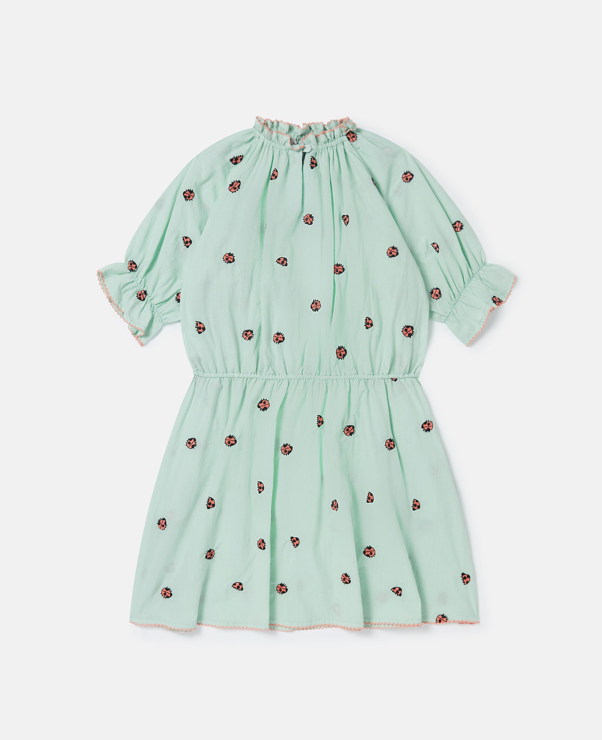 Robe a manches courtes et bordures plissees Coccinelle-Vert-large image number 0