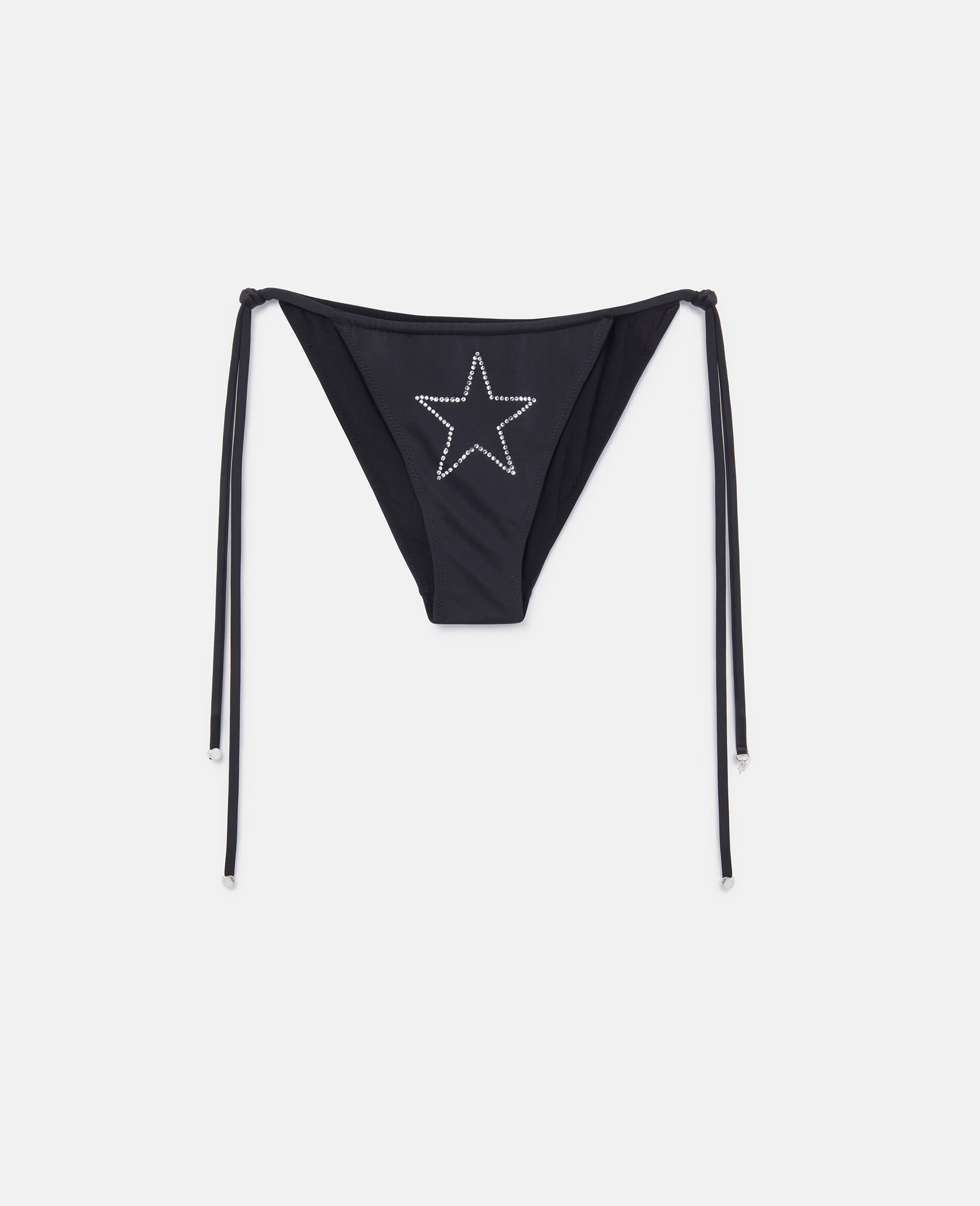 Bas de bikini noué sur le côté à étoile diamantée-Noir-medium