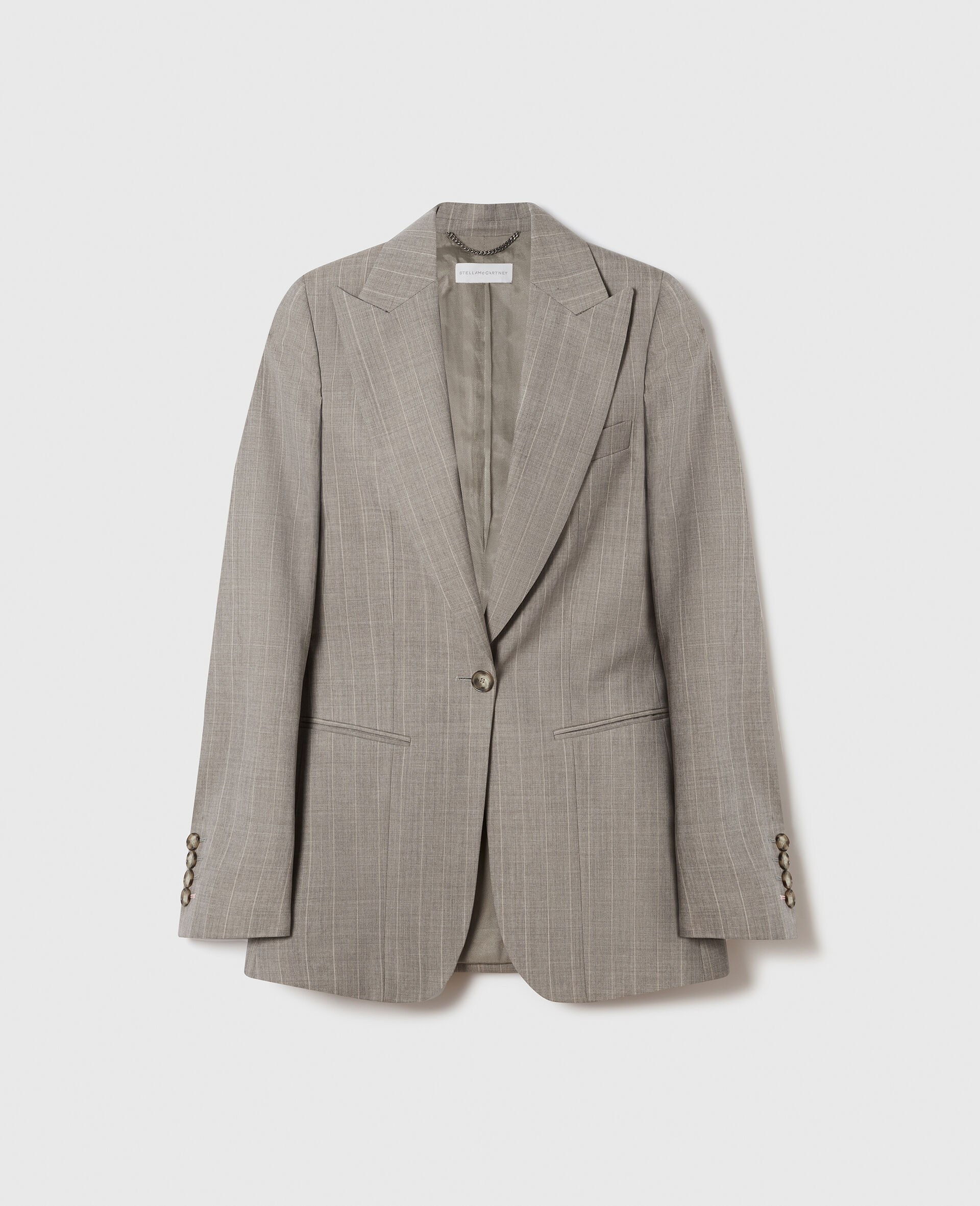 Single-Breasted Pinstripe Blazer-Grey-large Single-Breasted Pinstripe Blazer-Grey-large image number 0