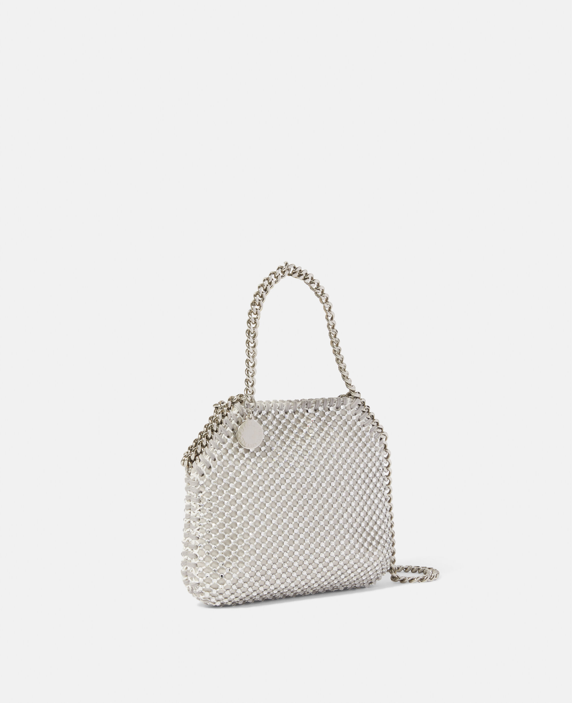 Women Silver Falabella Crystal Mesh Mini Tote Bag Stella