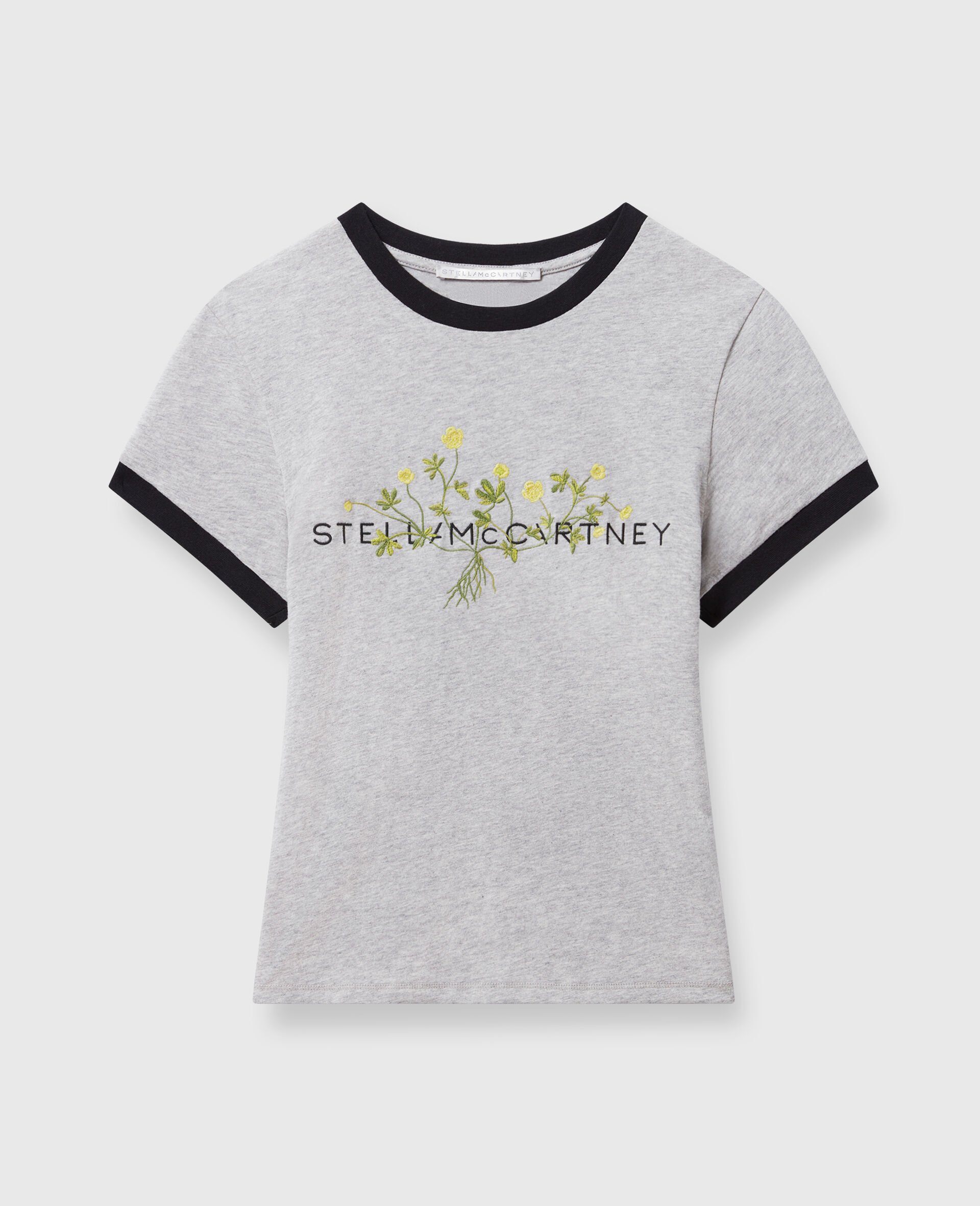 Logo Floral Embroidered T-Shirt-Grey-medium