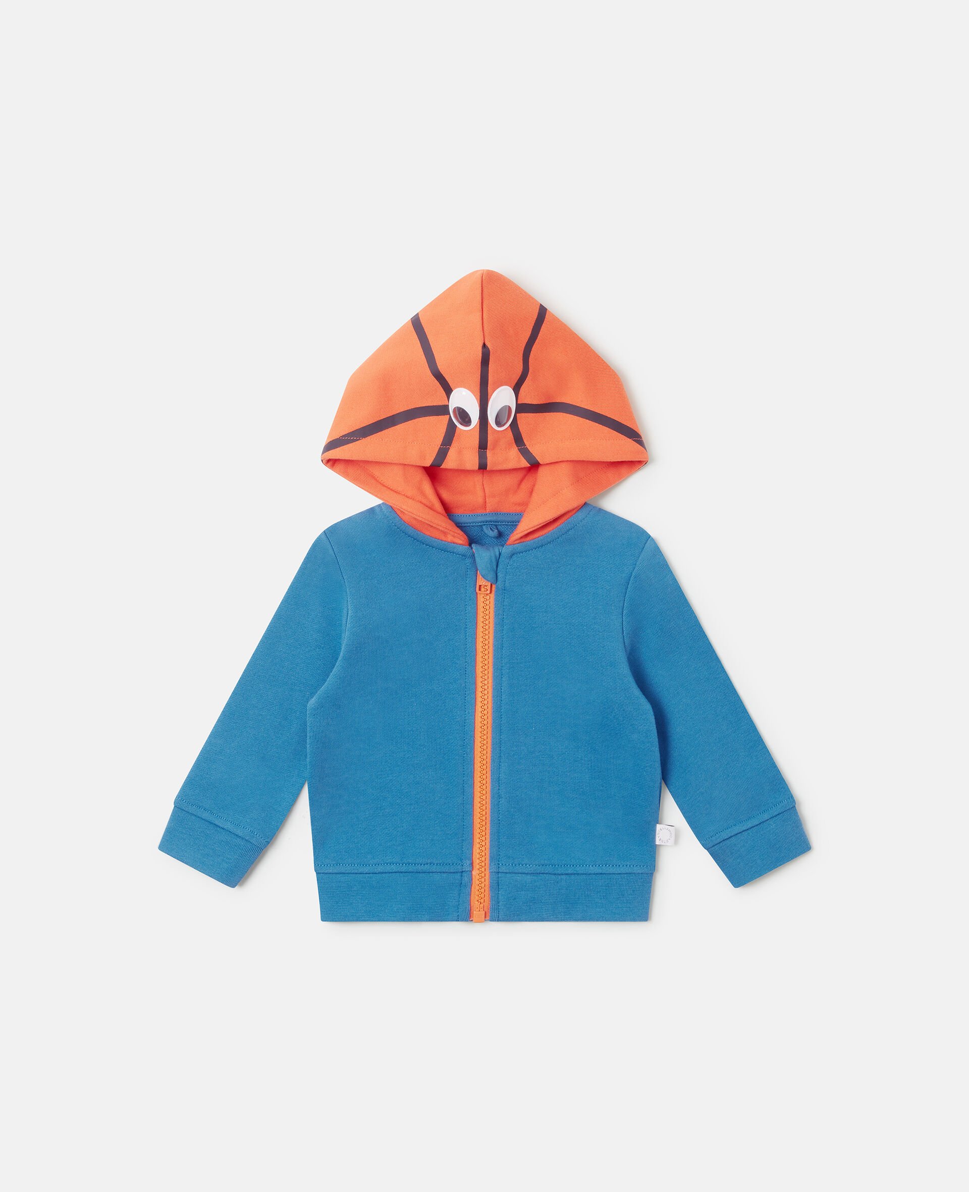 Basketball Hood Zip Hoodie-Blue-medium