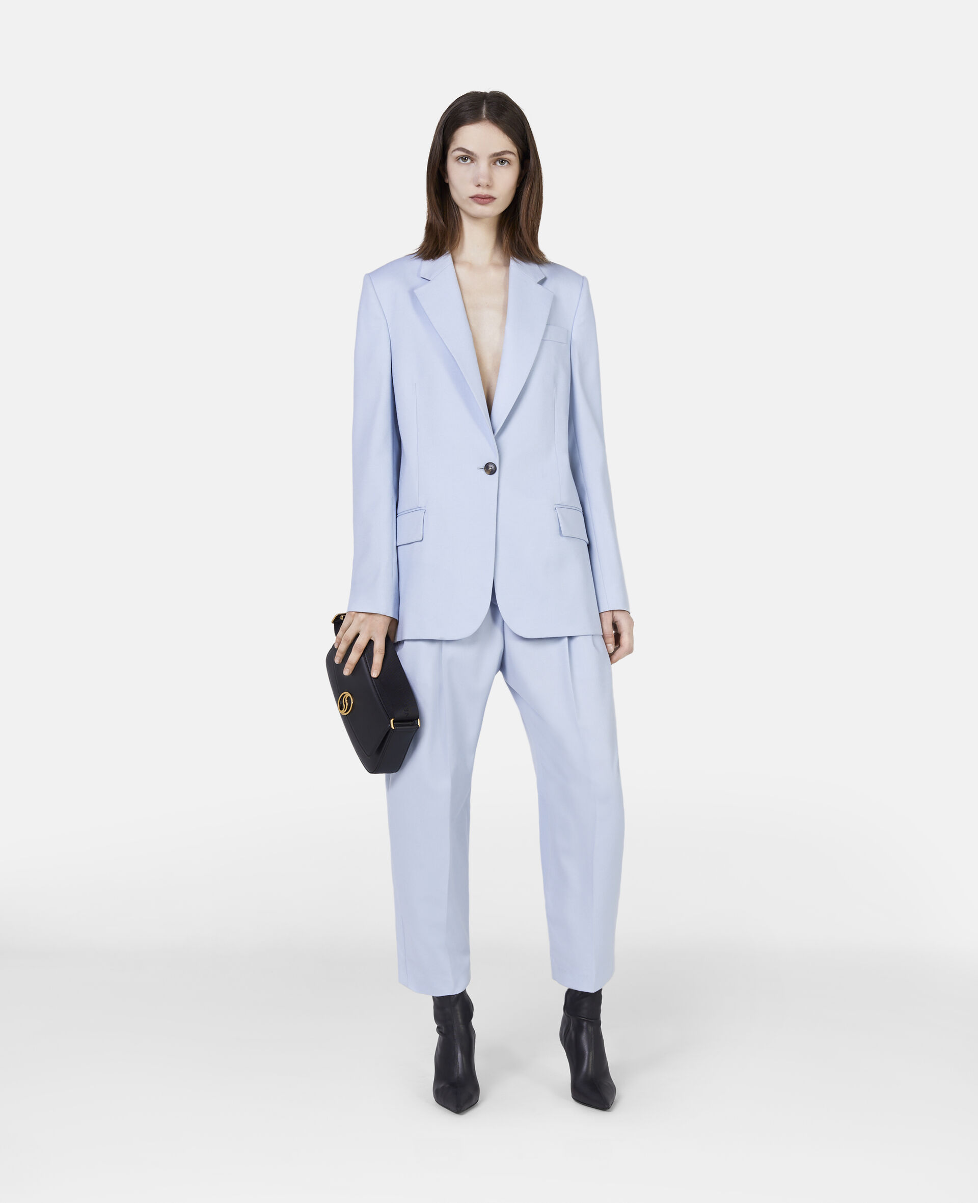 Pantalon plisse court-Bleu-model Pantalon plisse court-Bleu-model