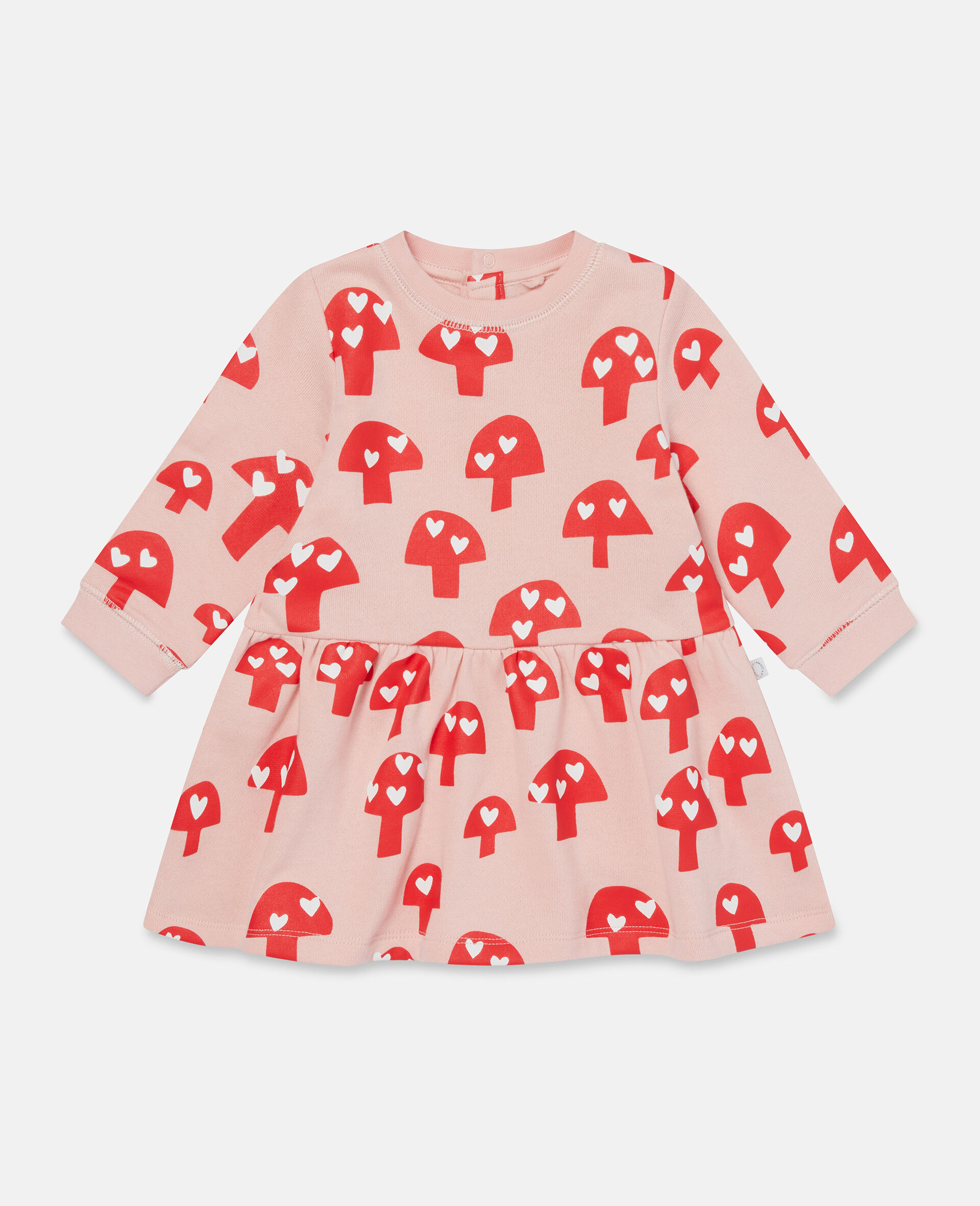 Cotton Fleece Mushroom Print Dress-Pink-large