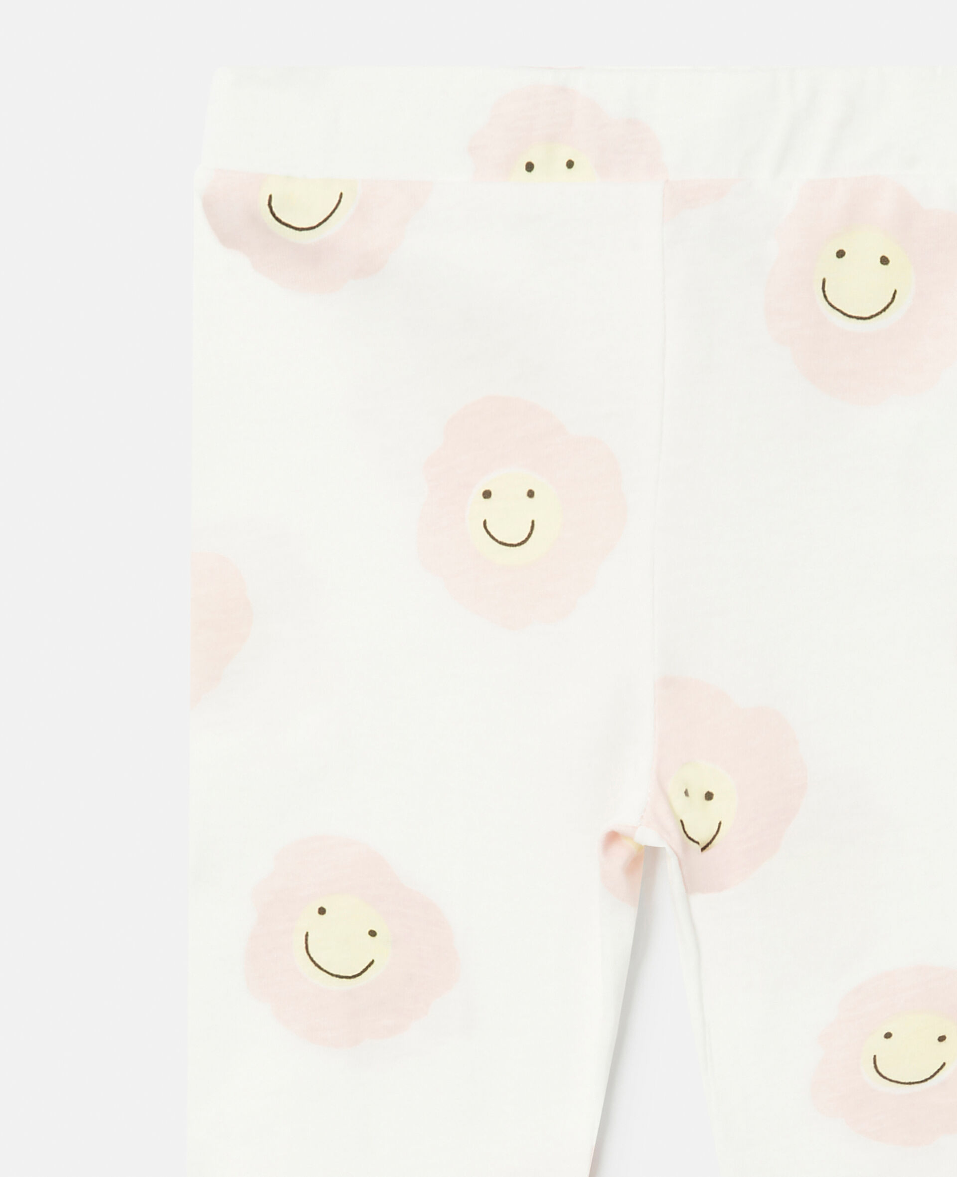 Smiley Flower Print Leggings-White-large image number 1