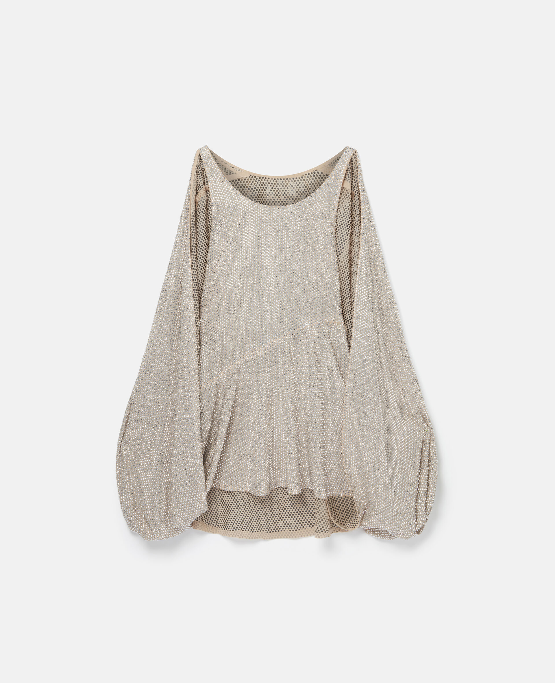 Crystal Strass Silk Cape Mini Dress-Grey-medium