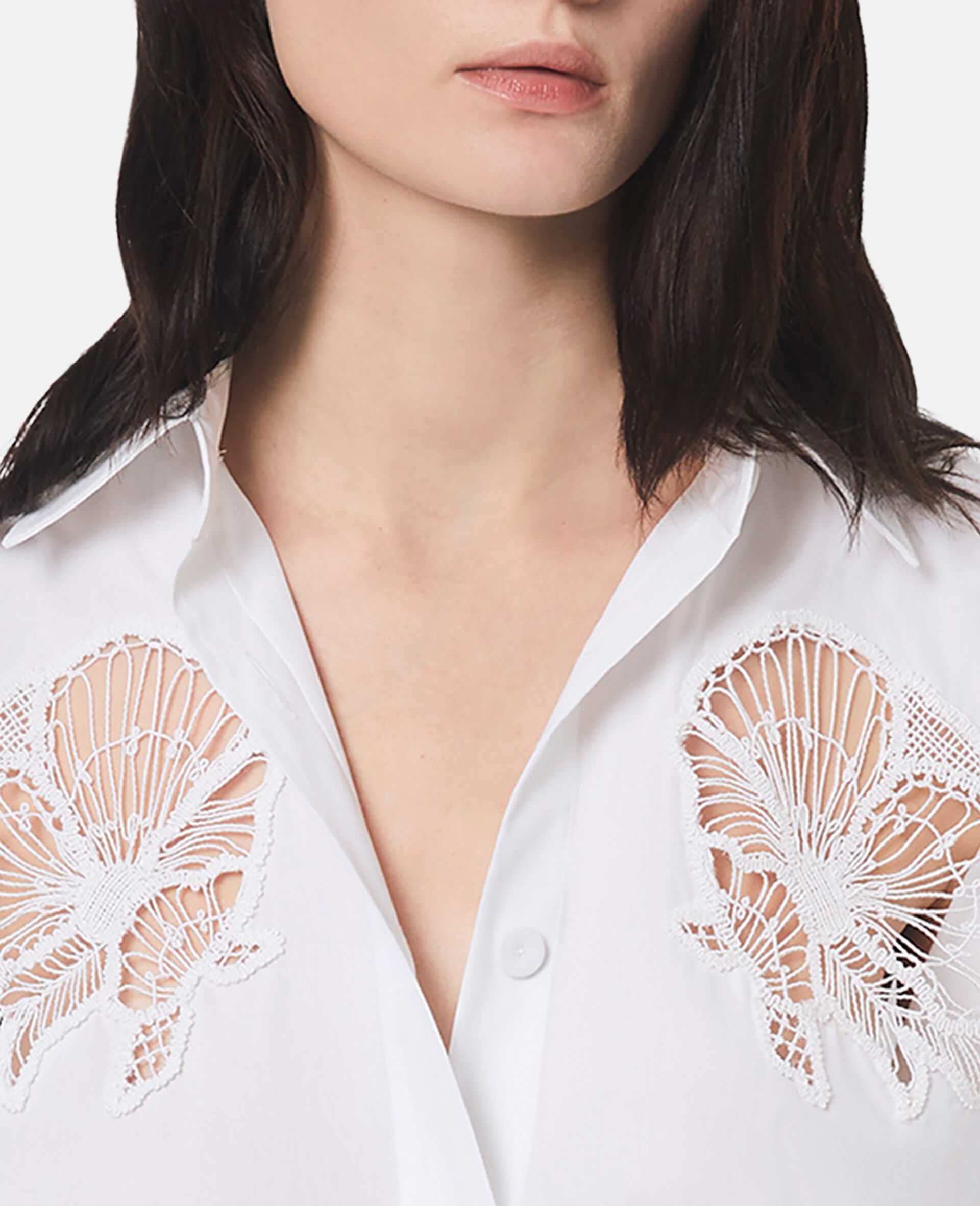 Floral Comely Panel Oxford Shirt-White-large image number 3