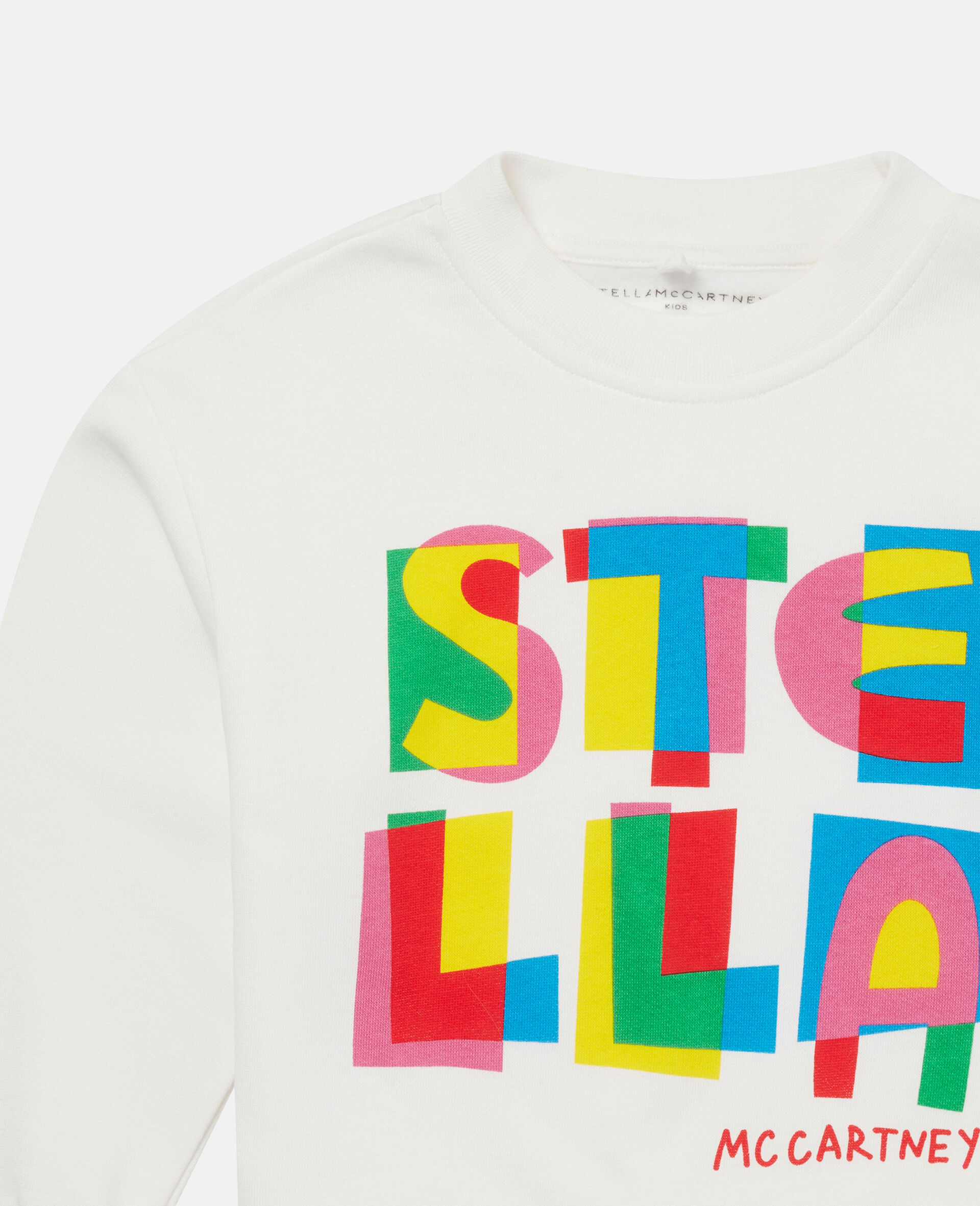 Abstract Stella Logo Print Cotton Sweatshirt-White-large image number 1