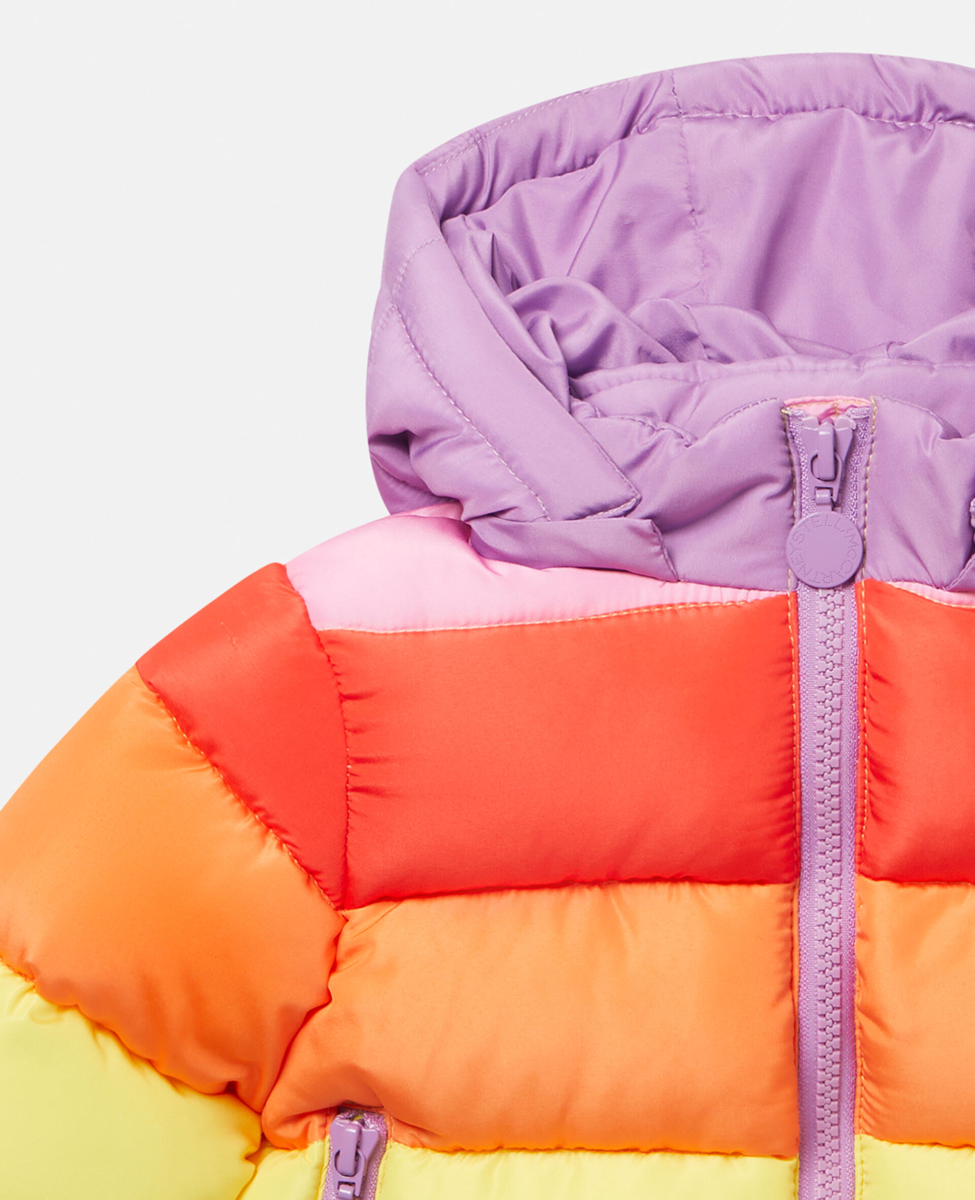 Rainbow Striped Puffer Jacket-Multicolour-large image number 1