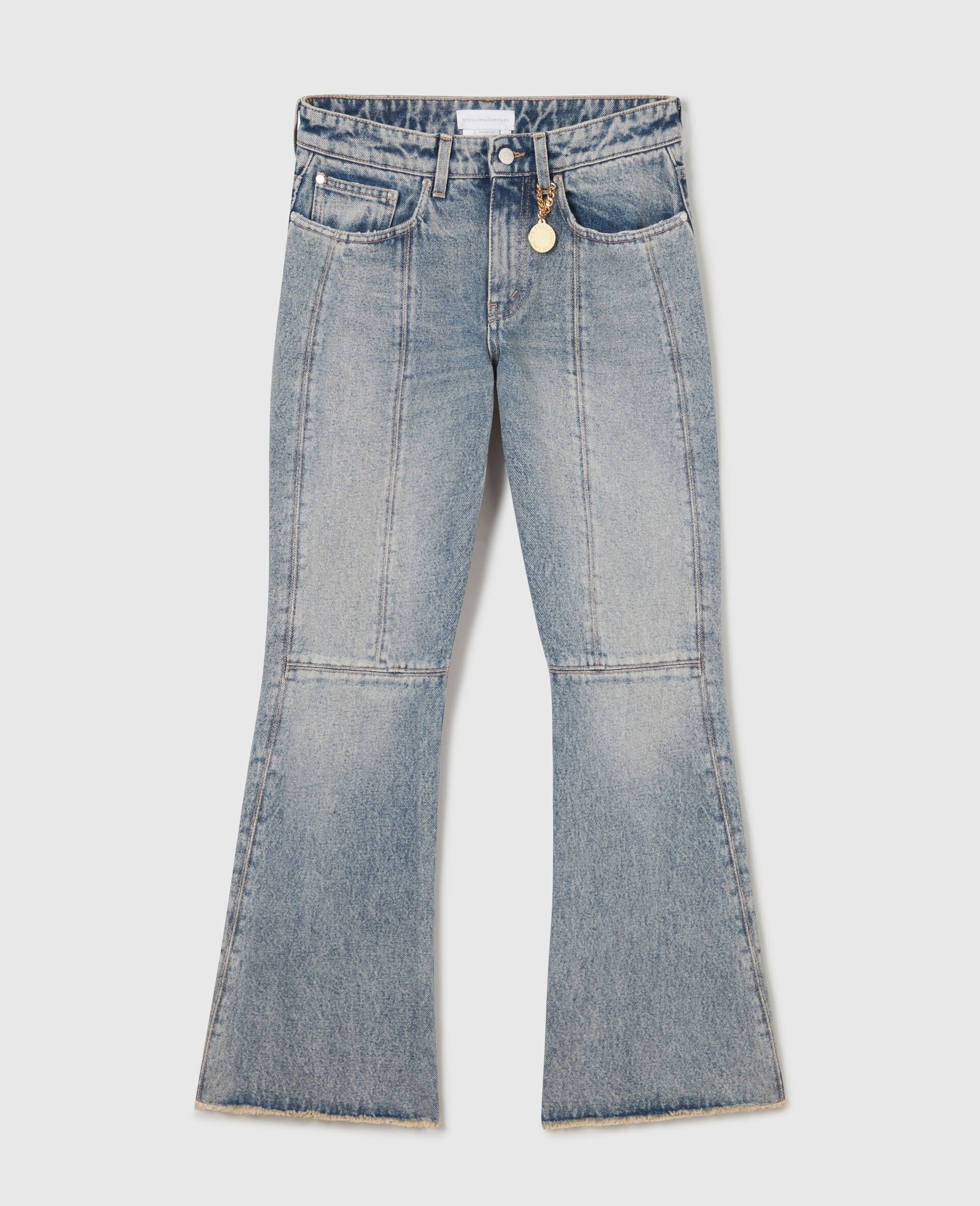 Vintage Wash Kick-Flare Jeans-Blue-medium