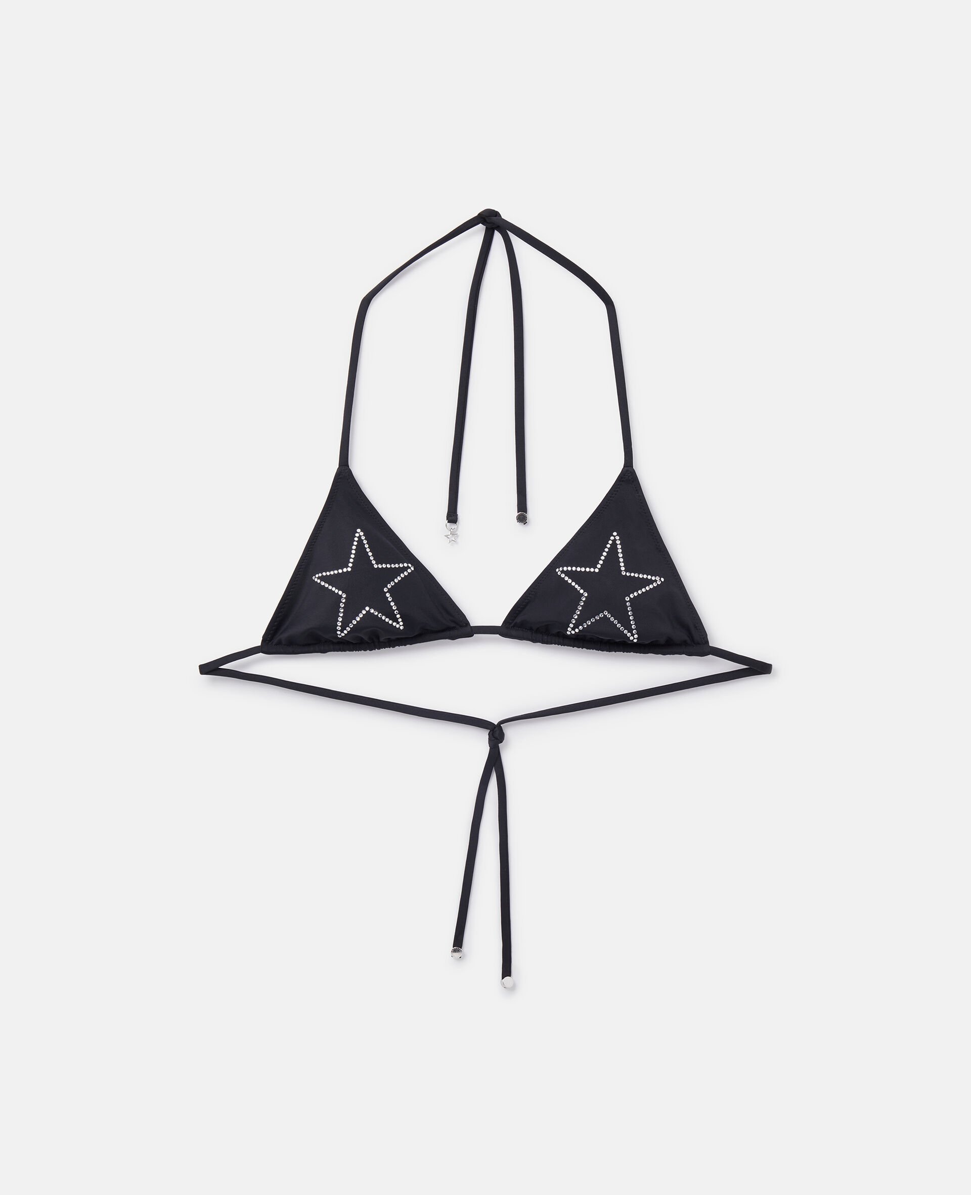 Diamanté Star Triangle Bikini Top-Black-medium