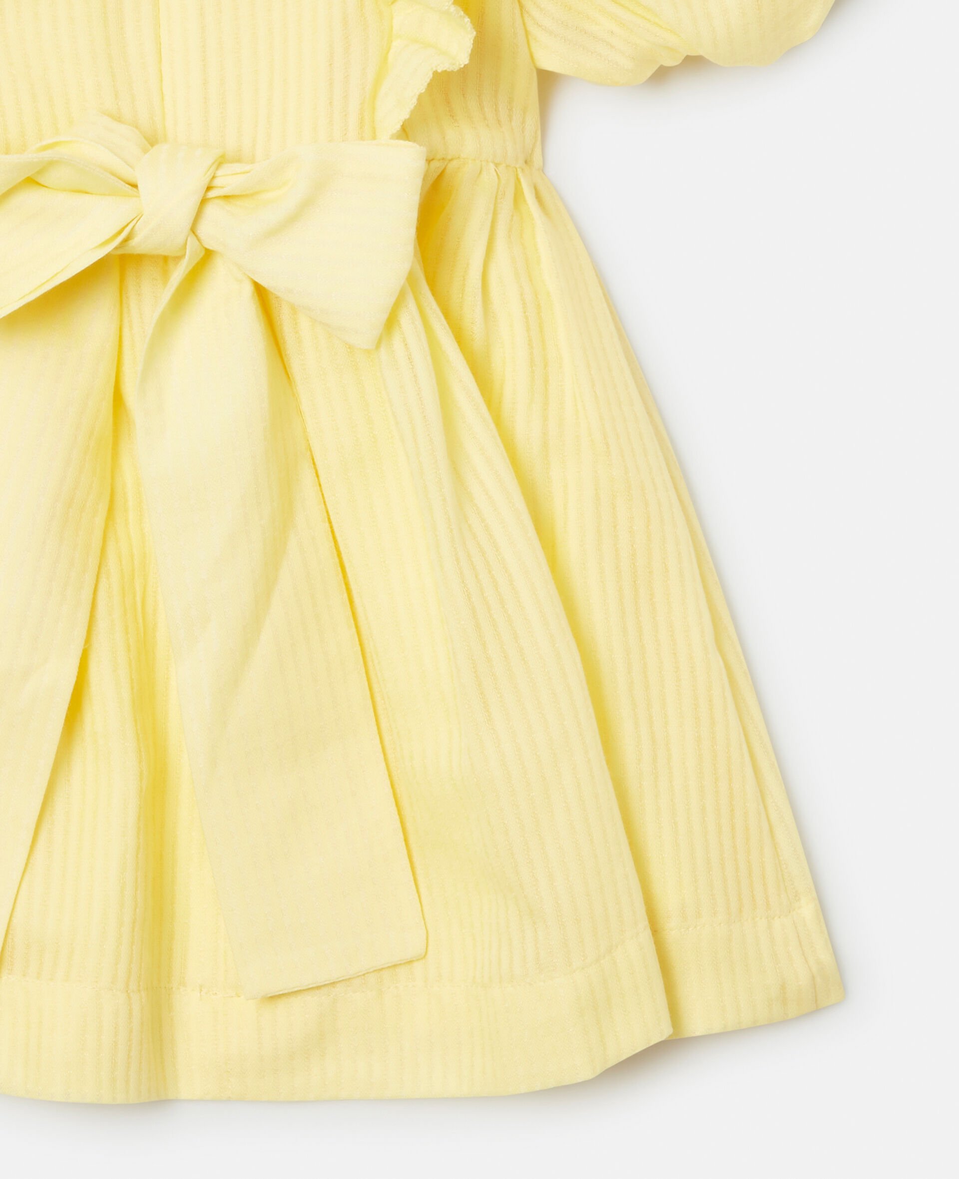 Frill Trim Puff Sleeve Dress-Yellow-large image number 3