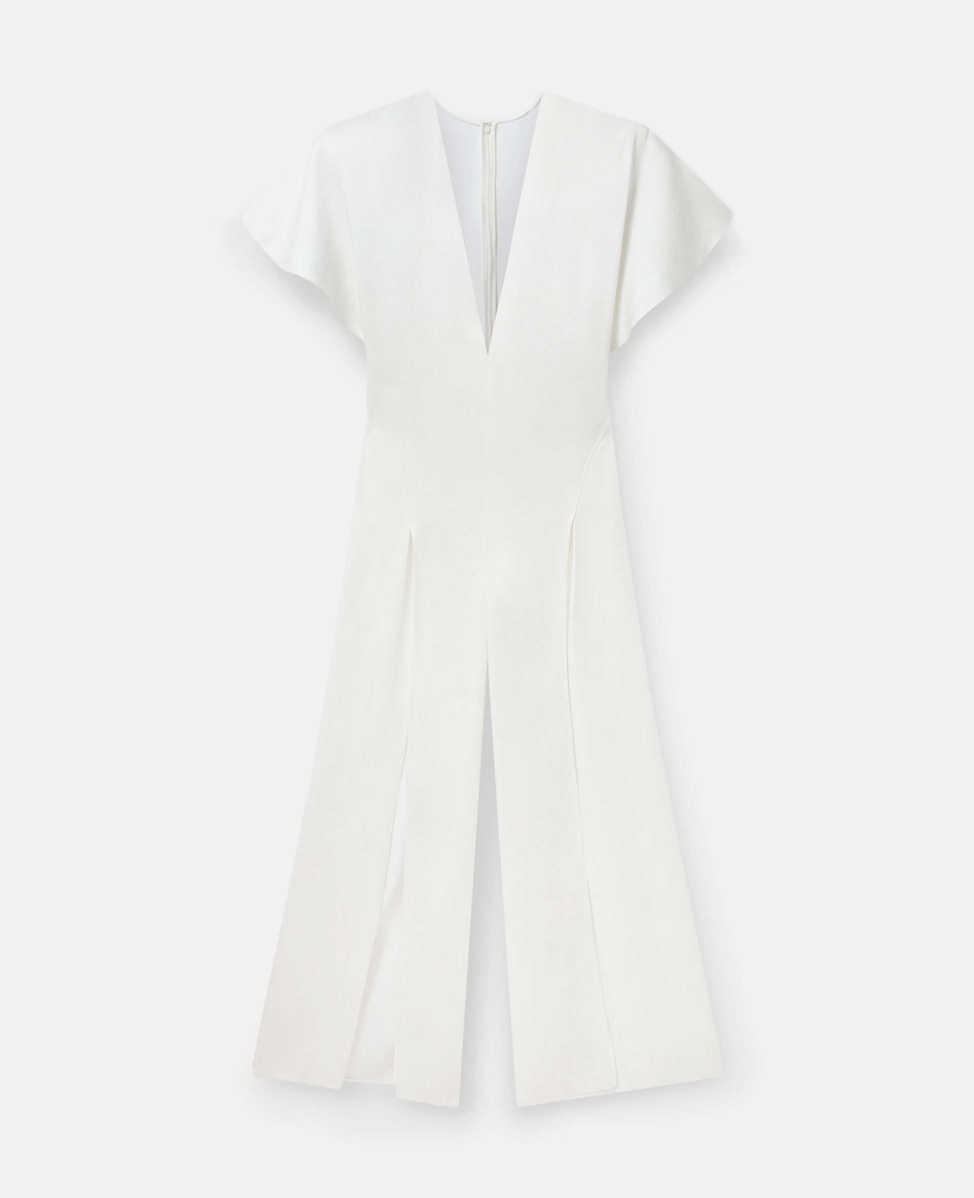 Plunge Neck Leg-Slit Jumpsuit-White-large image number 0