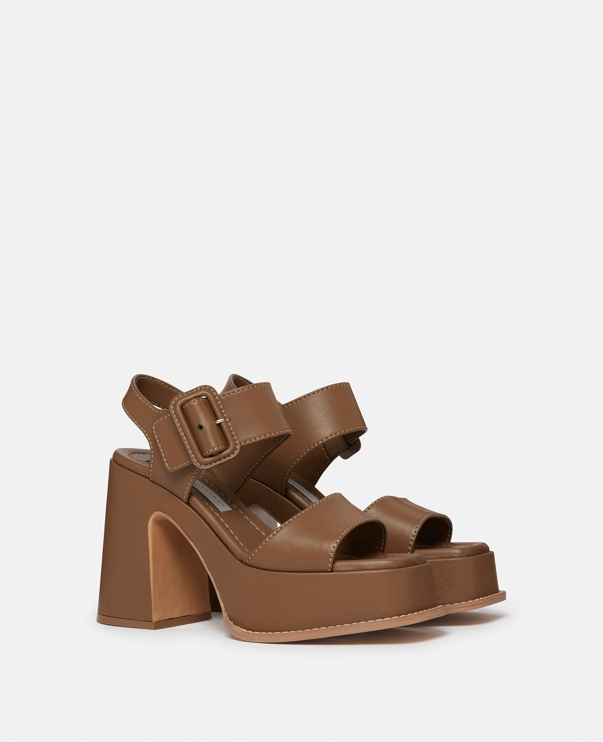 Skyla Buckled Platform Sandals-Brown-large image number 1