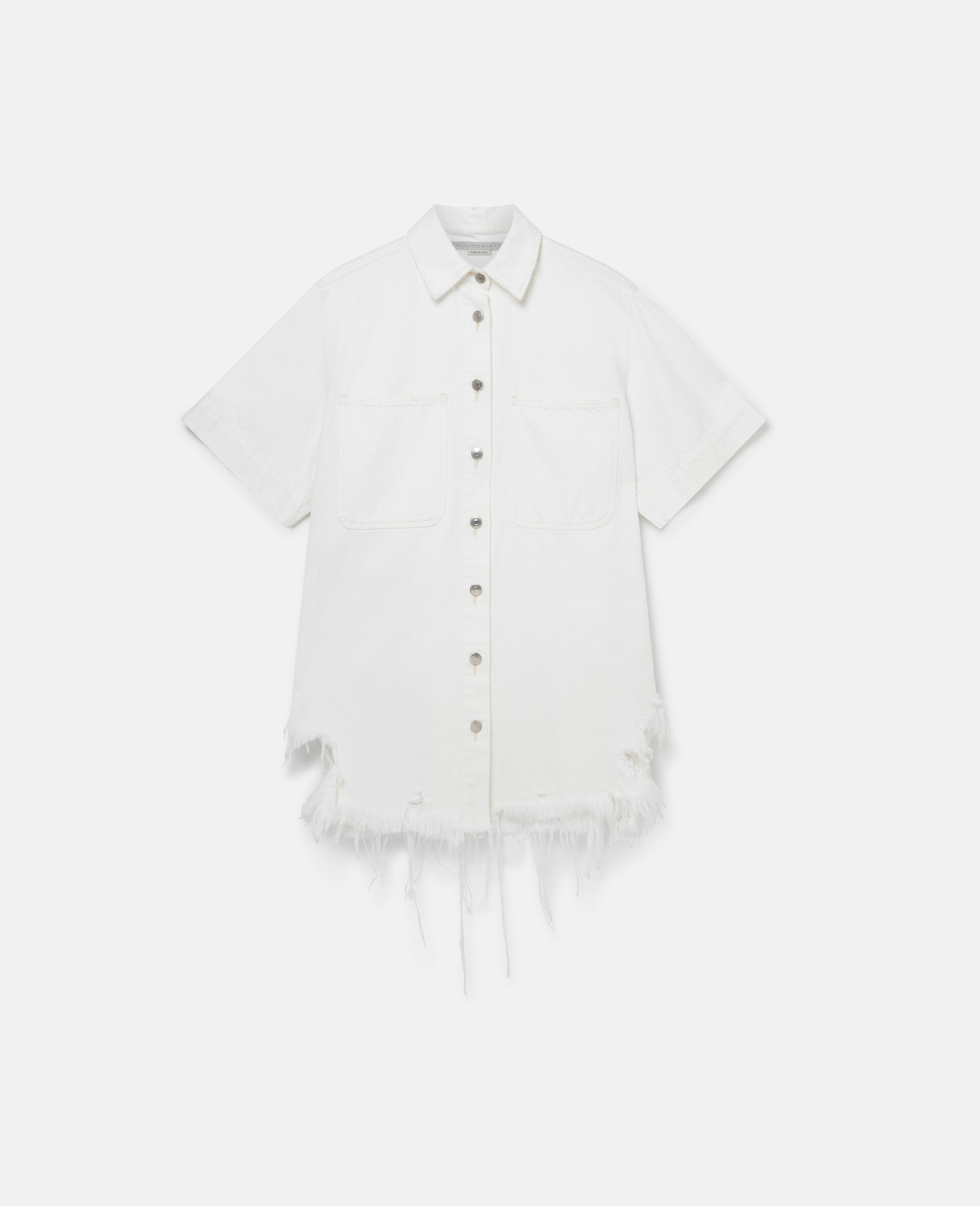 Distressed Denim Shirt-White-large image number 0