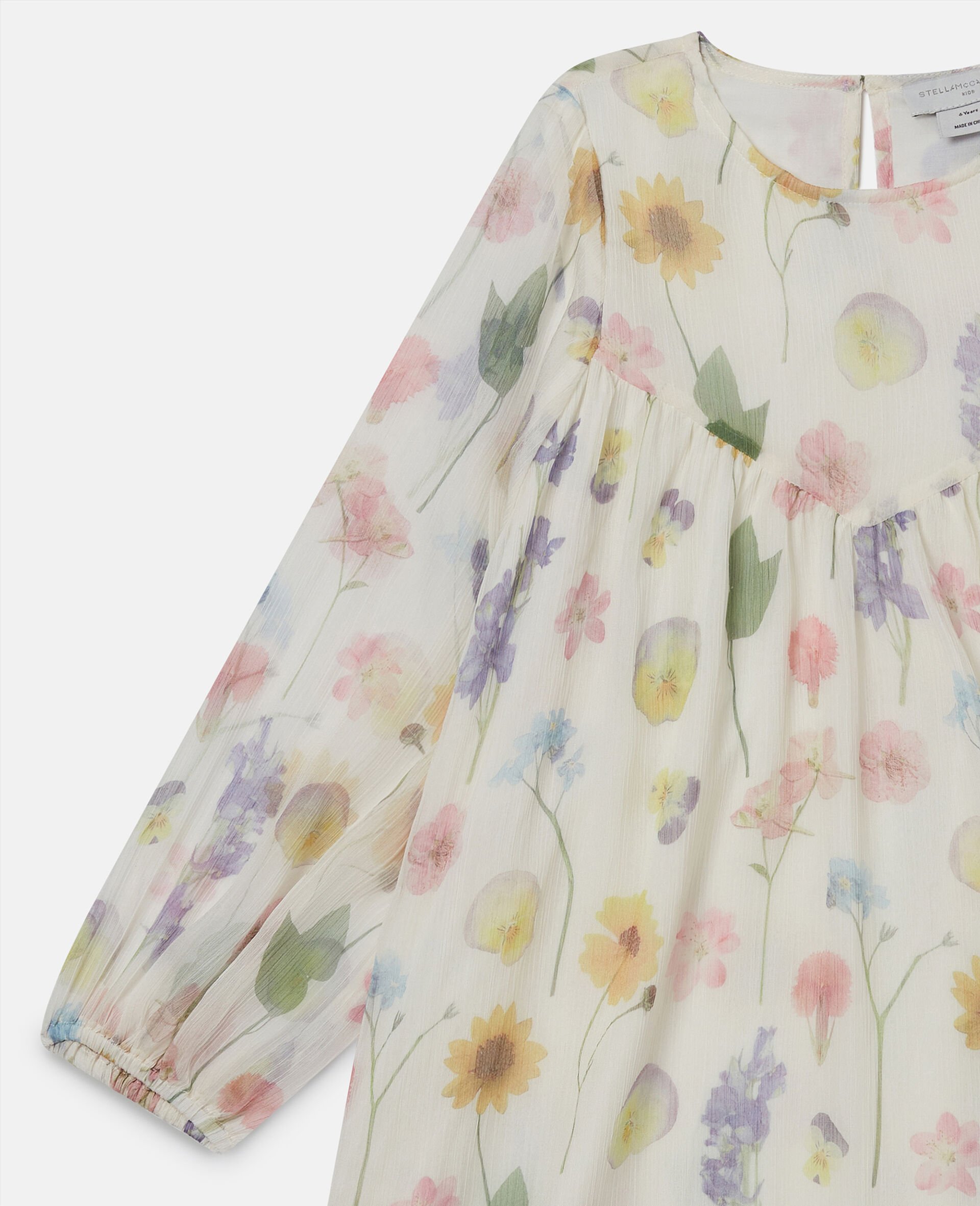 Floral Print Long Sleeve Dress-Cream-large image number 1